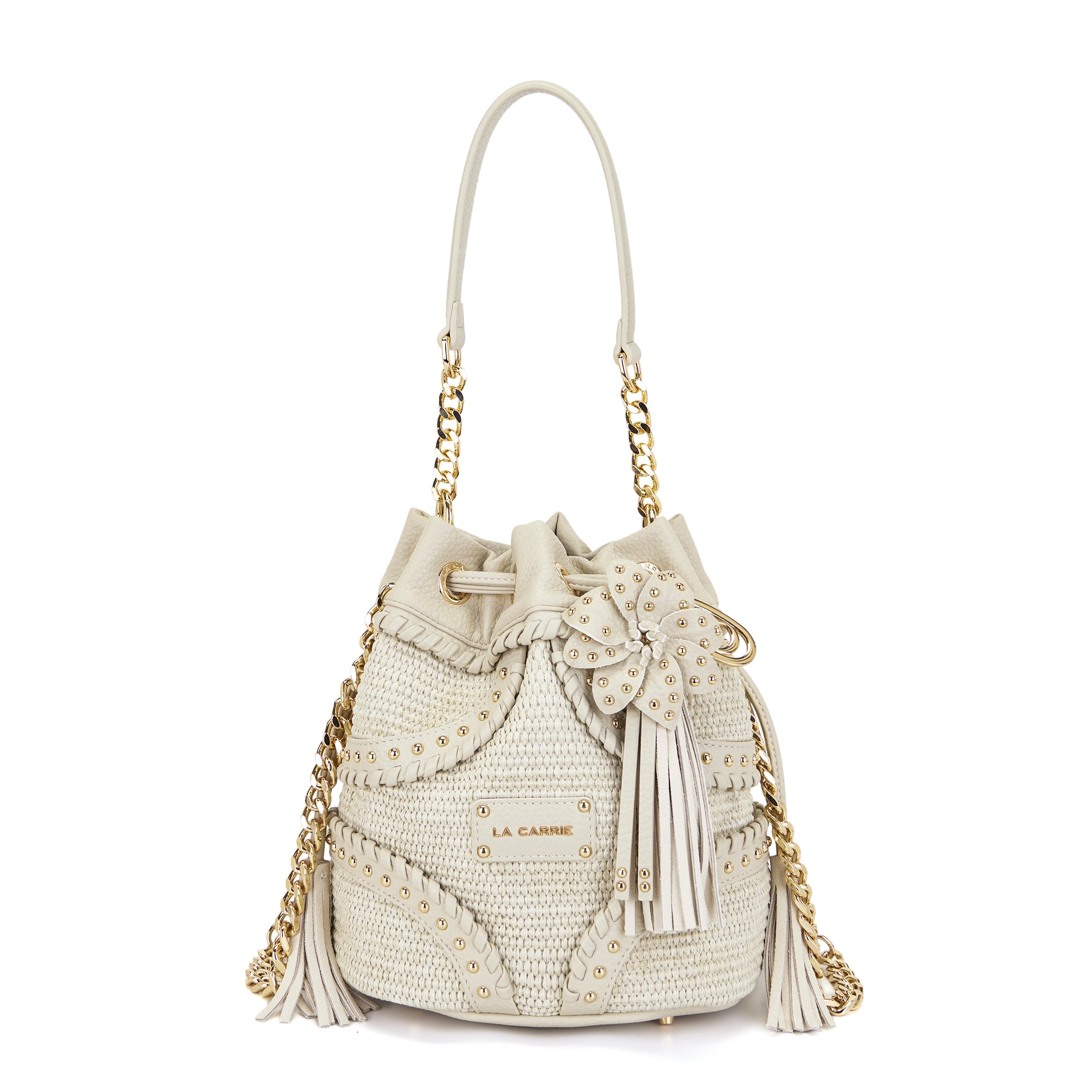 La Carrie La Plage sac seau raphia ivoire 24x17x26cm