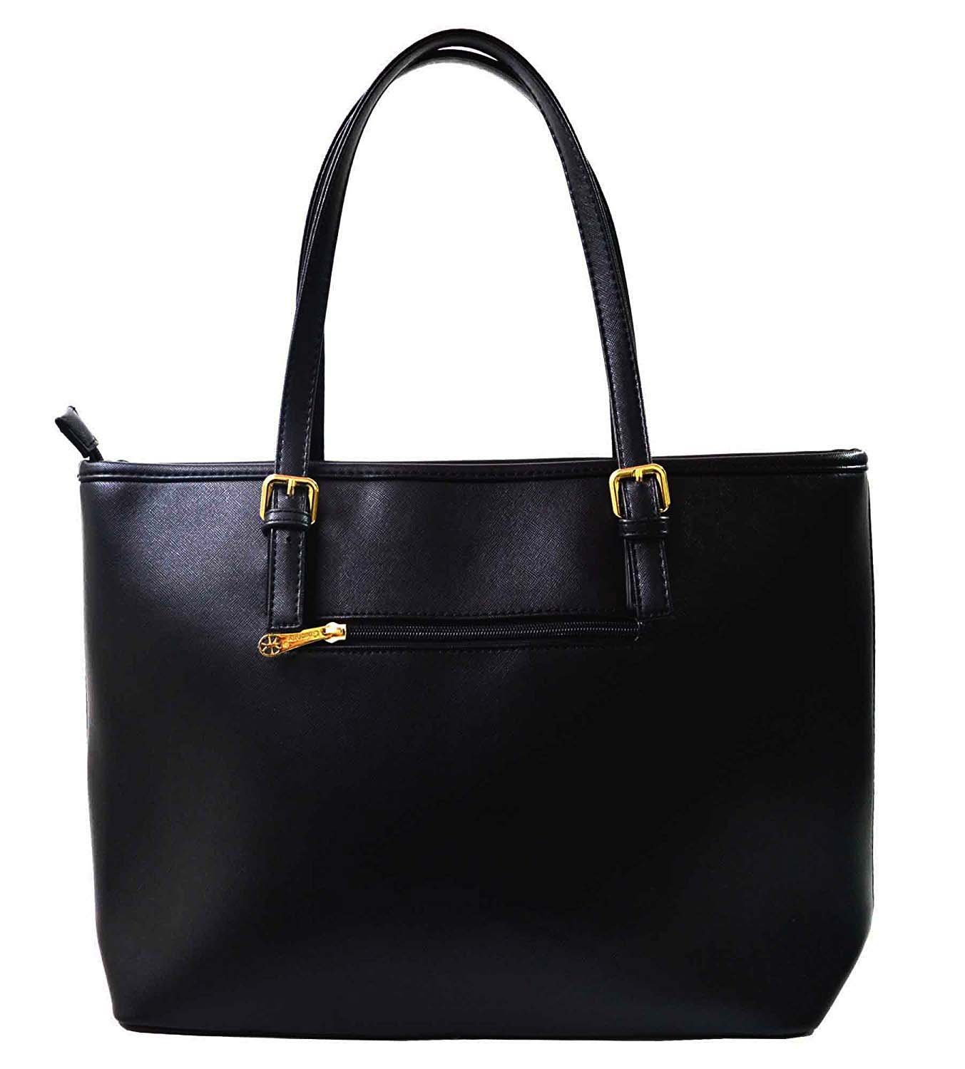 Gallantry Sacs Cabas Tote Bag Grand Format Blanc Noir Simili Cuir