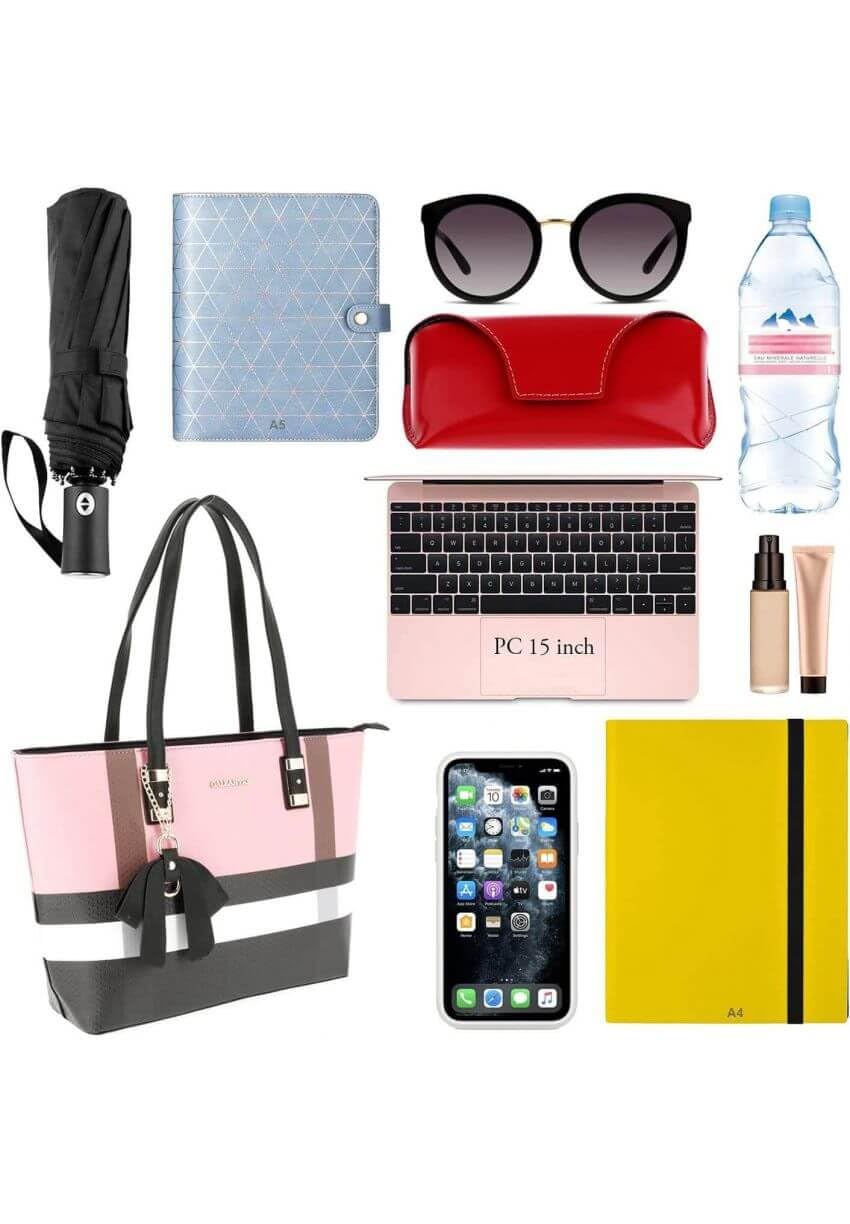 Gallantry Sacs Cabas Tote Bag XL Similicuir Rose Rayures A4