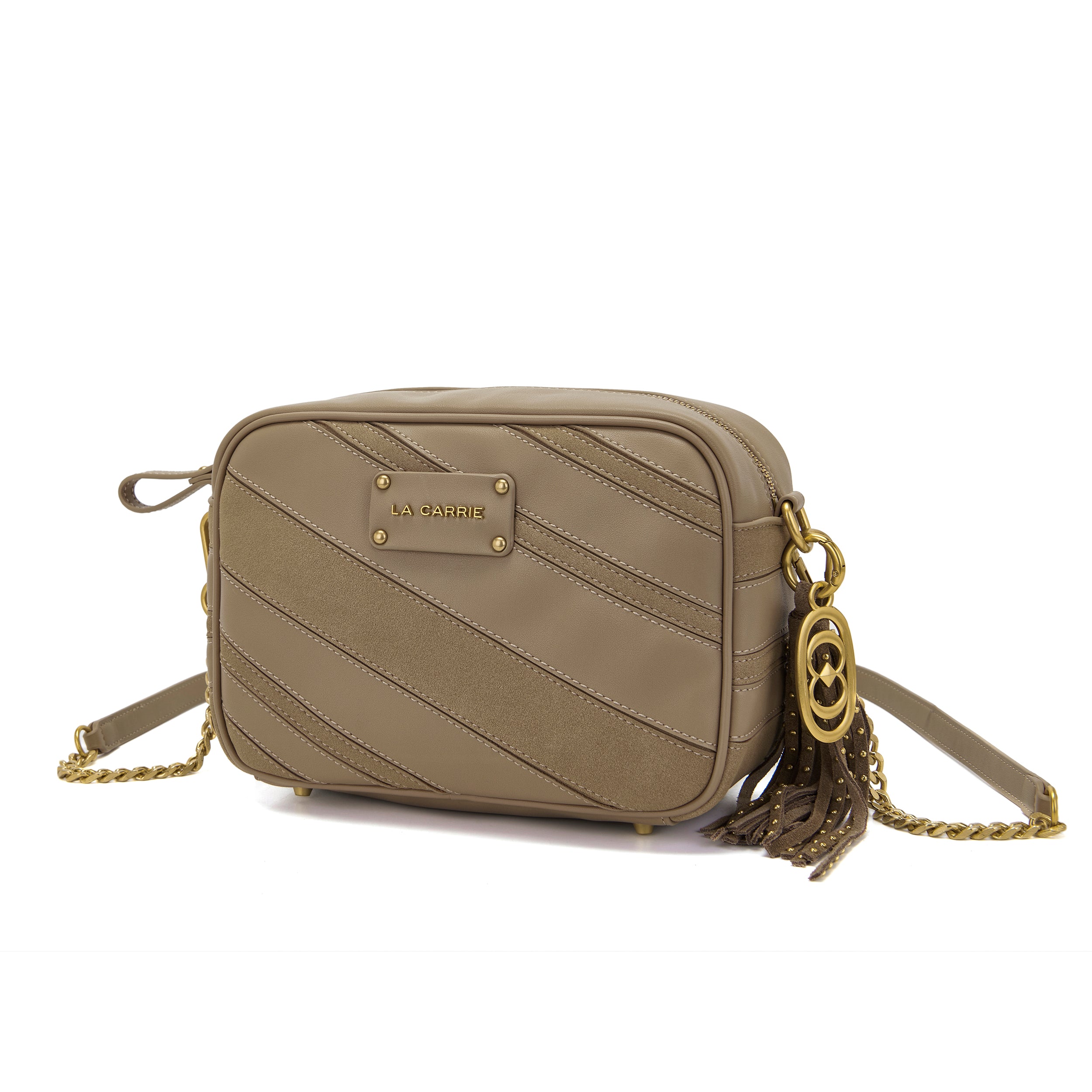 La Carrie Stripes sac bandoulière beige 23x10x16cm