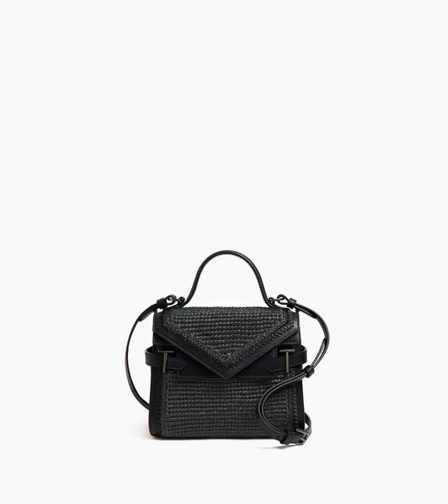 Le Tanneur Emilie sac à main cuir lisse petit raphia