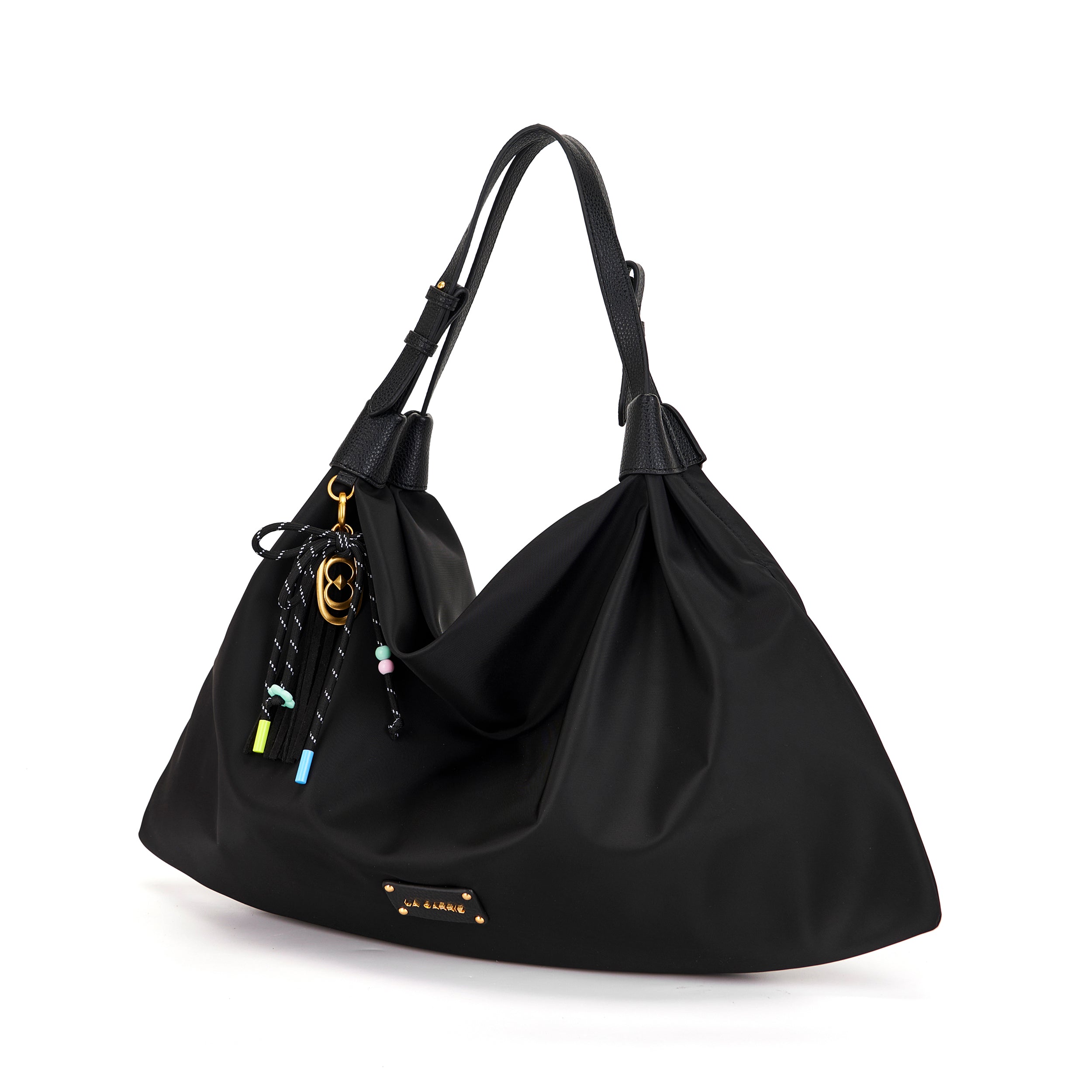 La Carrie Dark Wave sac shopping noir nylon drapé