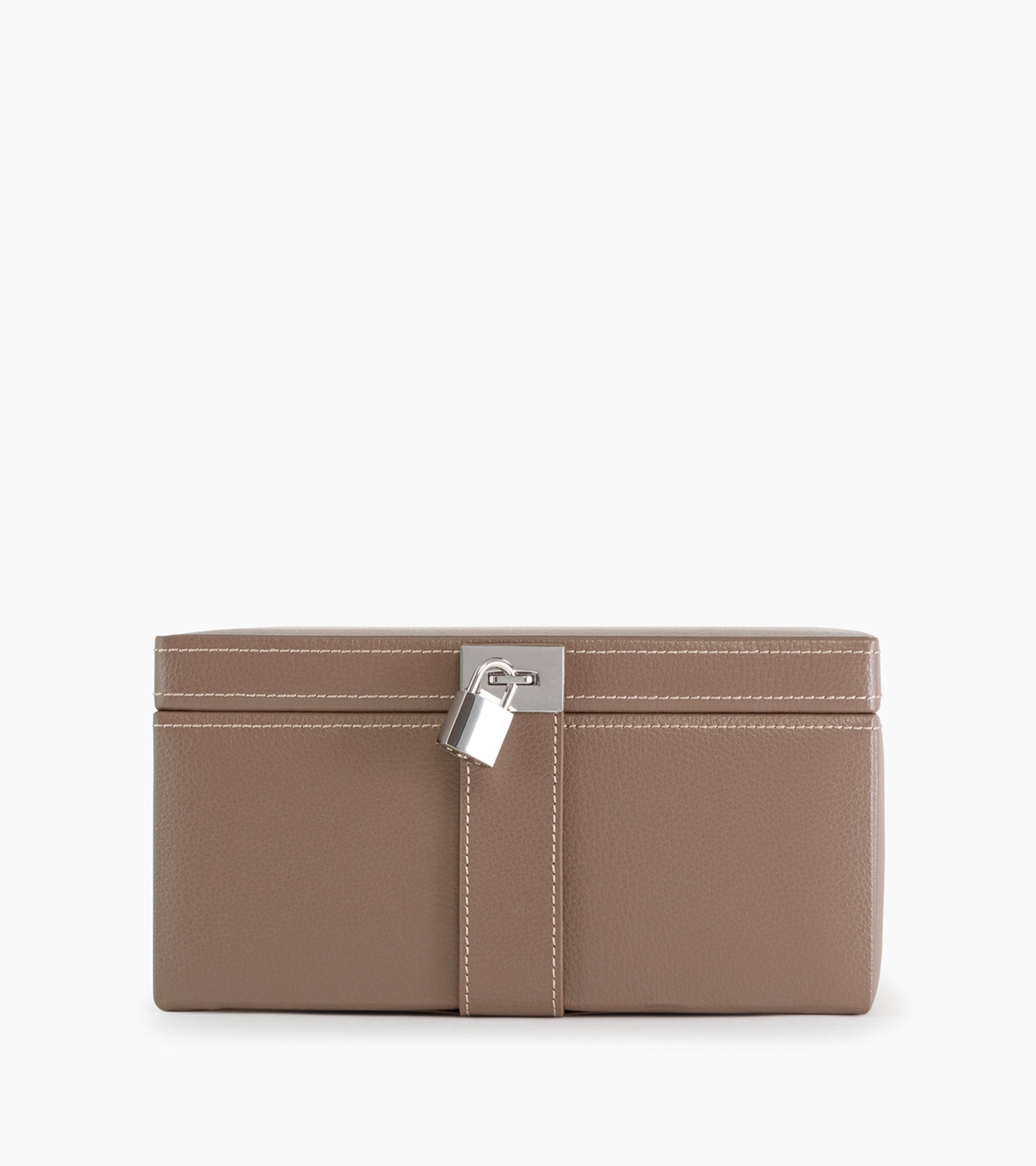 Le Tanneur Grande boîte à bijoux cuir recyclé taupe