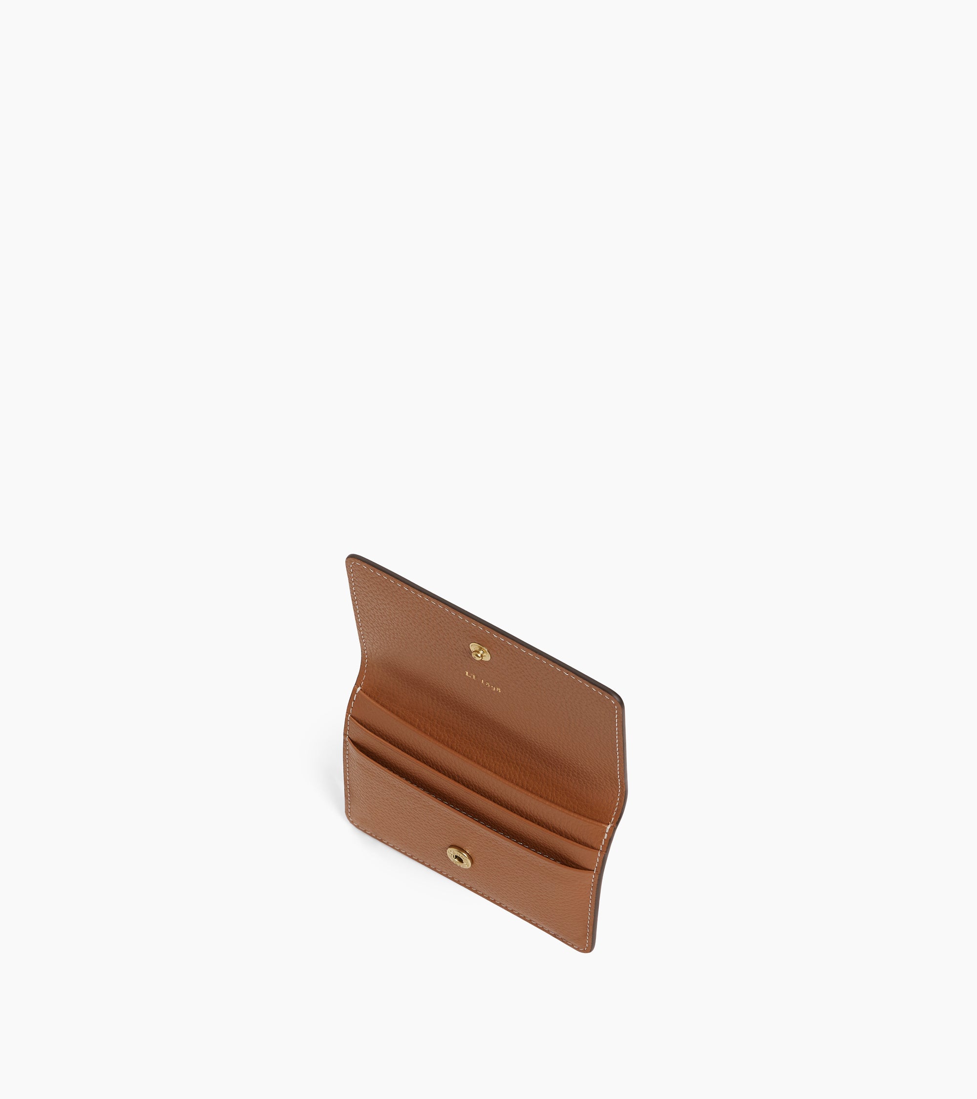 Le Tanneur Louison porte-cartes à rabat cuir grainé marron