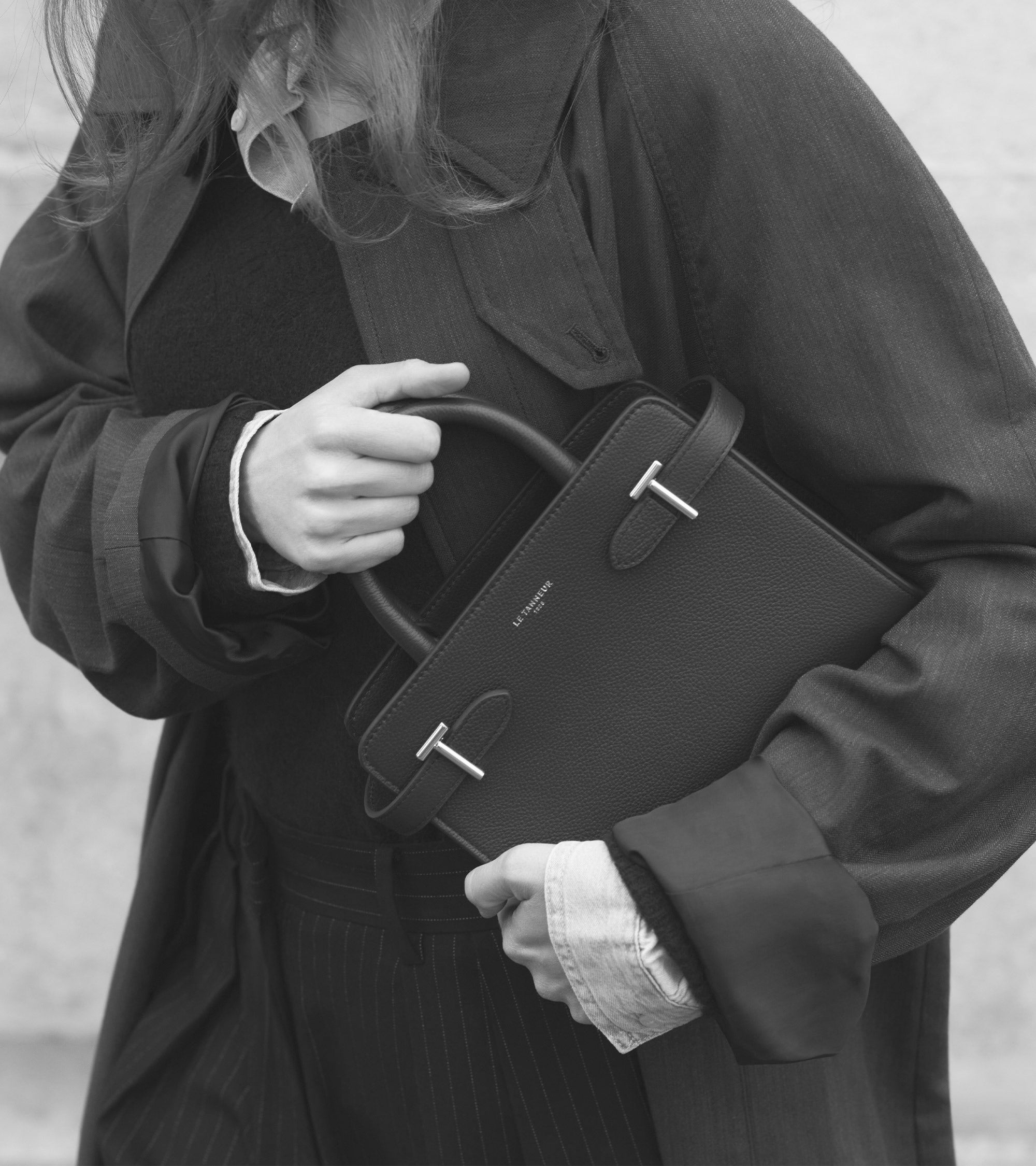Le Tanneur Emilie petit sac à main cuir grainé bleu