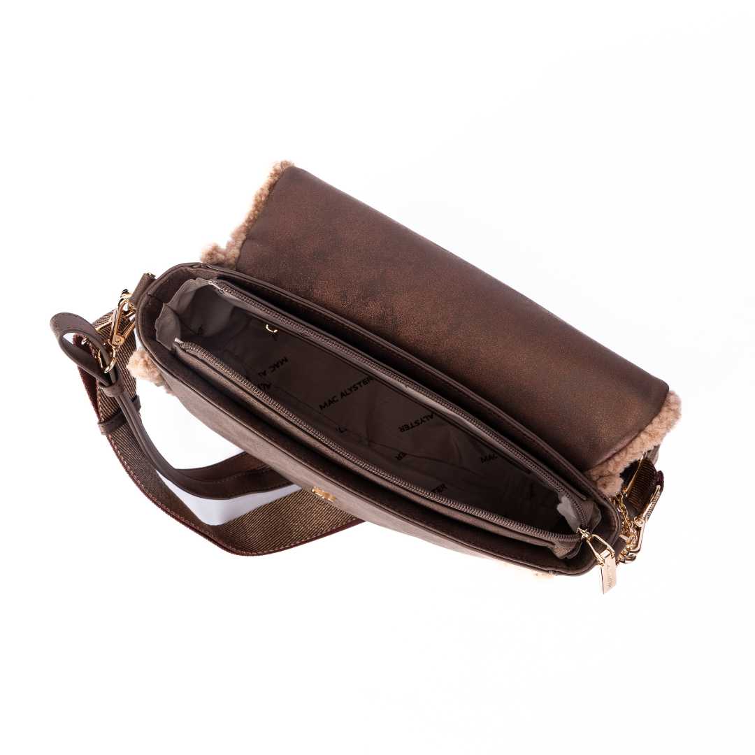Mac Alyster Ambre Sac à Rabat Bronze Effet Daim