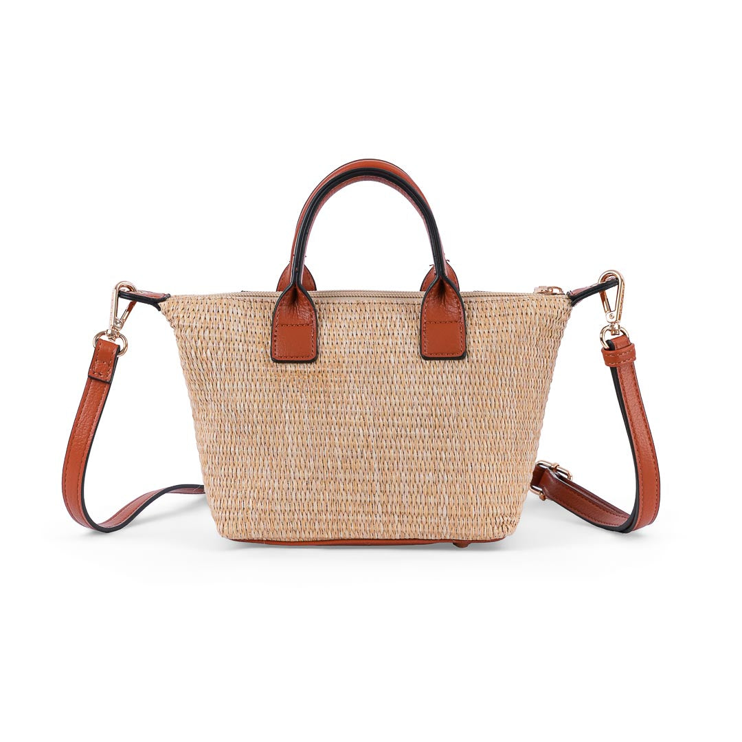 MAC ALYSTER Abrielle sac à main raphia marron cognac