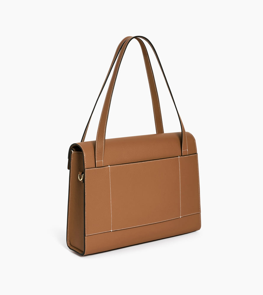 Le Tanneur Emilie porte-documents cuir grainé Brown Tan 13"