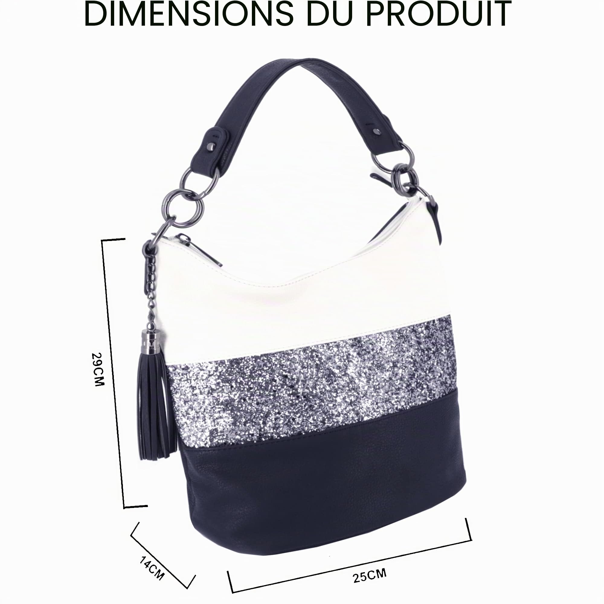 Gallantry Bandoulière sac paillettes bleu blanc soirée PU