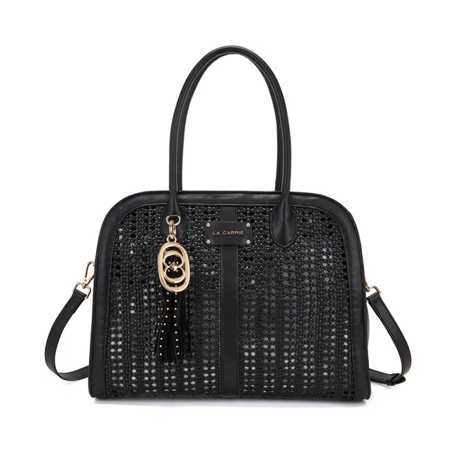 La Carrie Woven sac cabas noir tressé grand