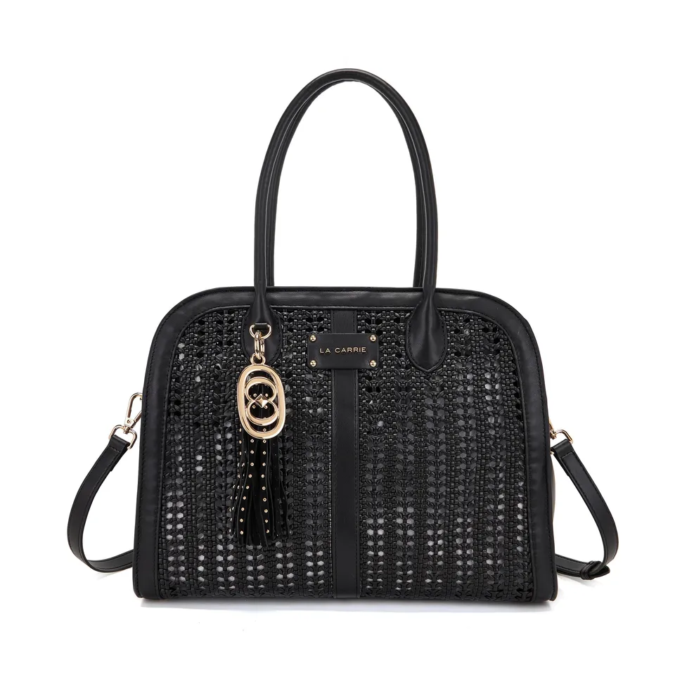 La Carrie Woven sac cabas noir tressé grand