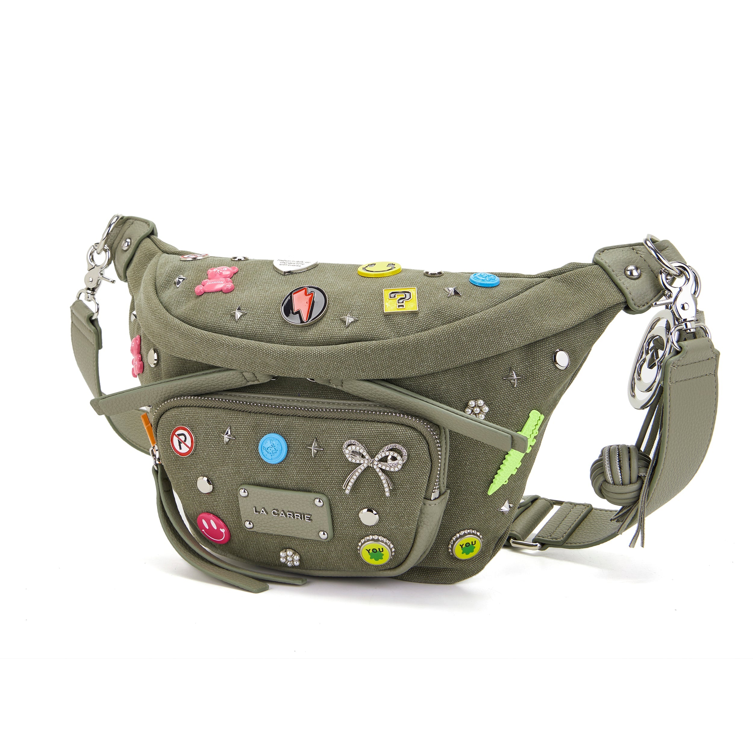 La Carrie Marsupio Pins sac banane vert toile 34x9x20 cm