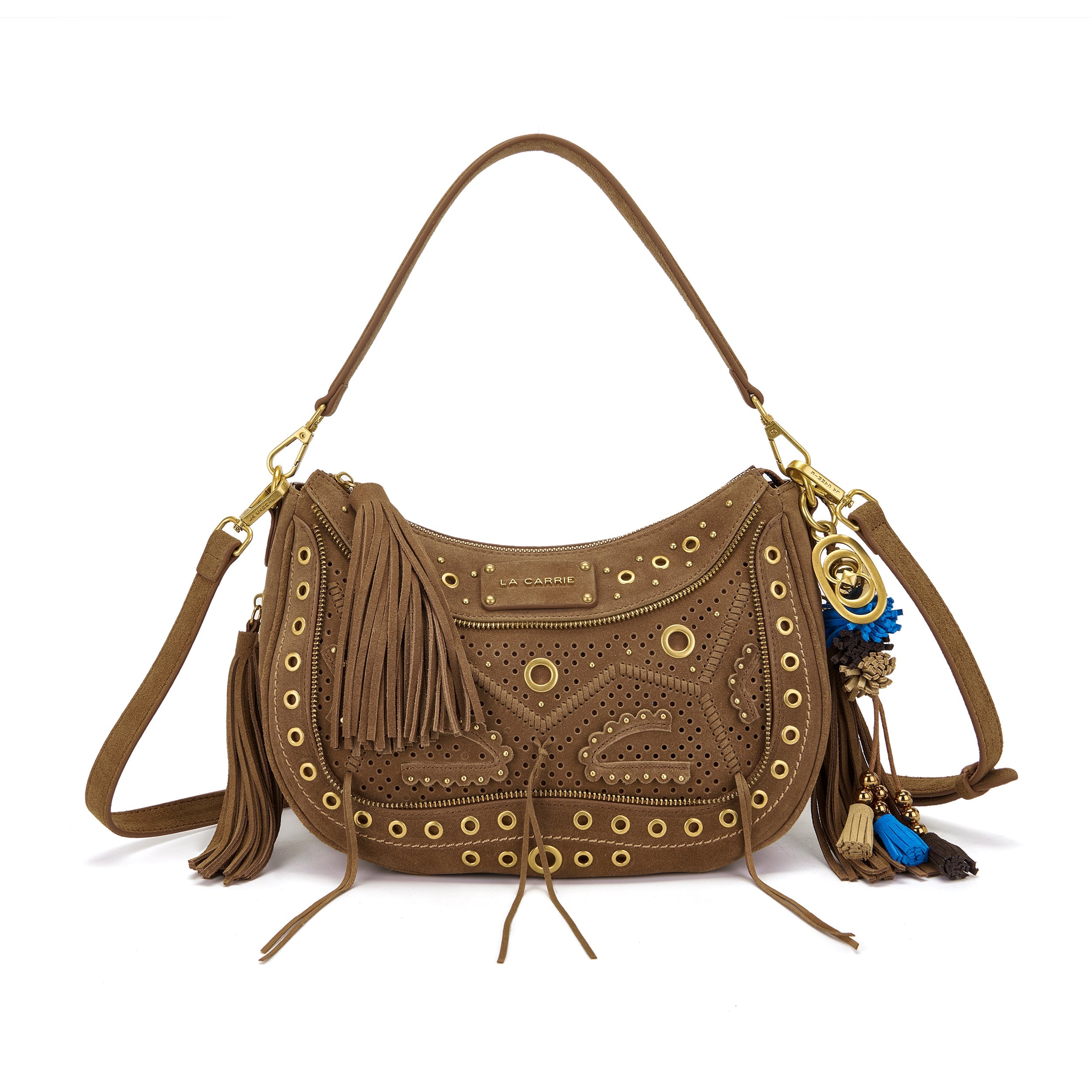 La Carrie Bag Jungle sac bandouliere daim cuoio 32x12x21 cm