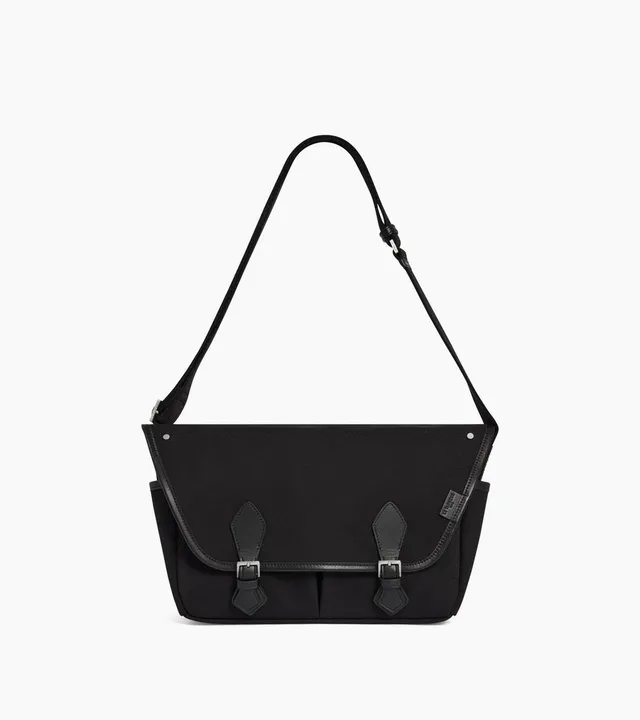 Le Tanneur Solveig sac bandoulière moyen noir toile coton cuir