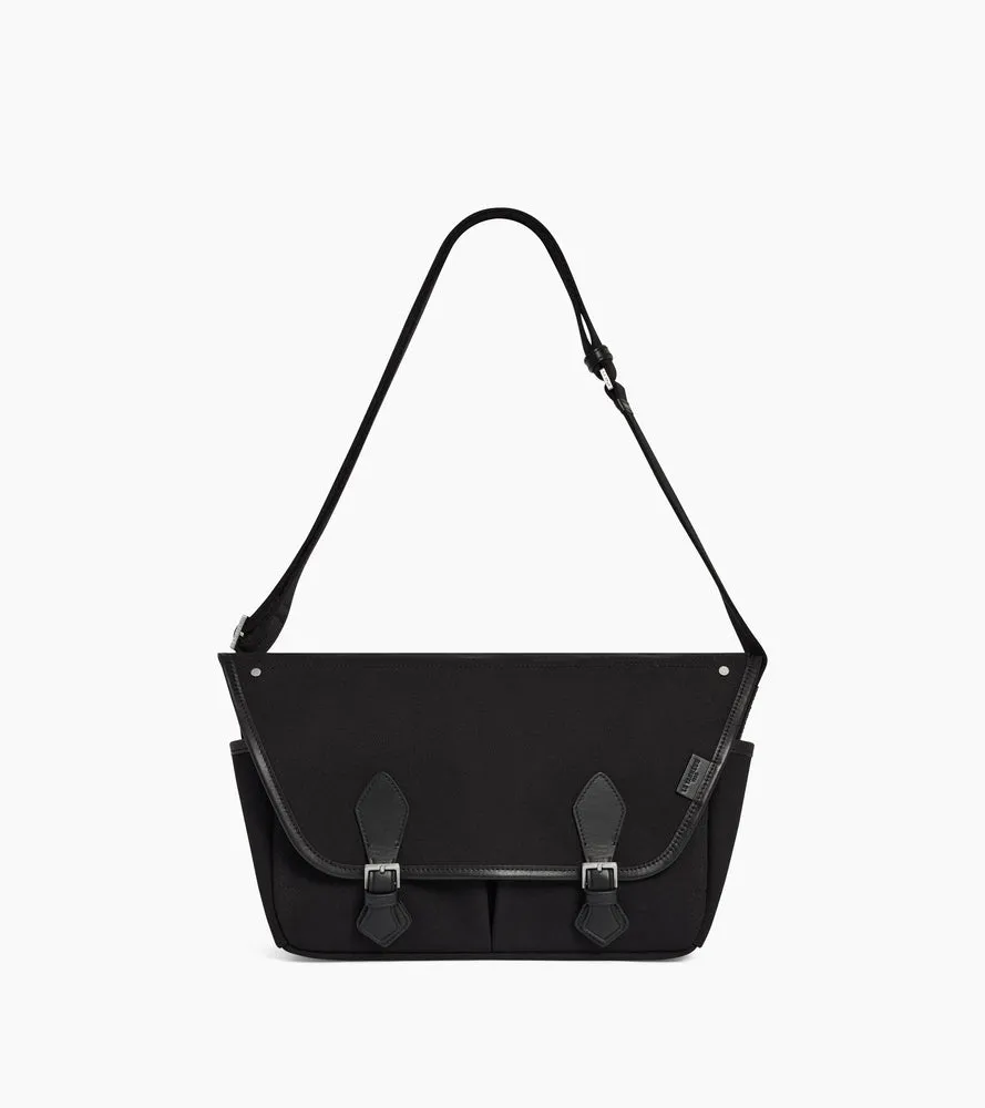 Le Tanneur Solveig sac bandoulière moyen noir toile coton cuir