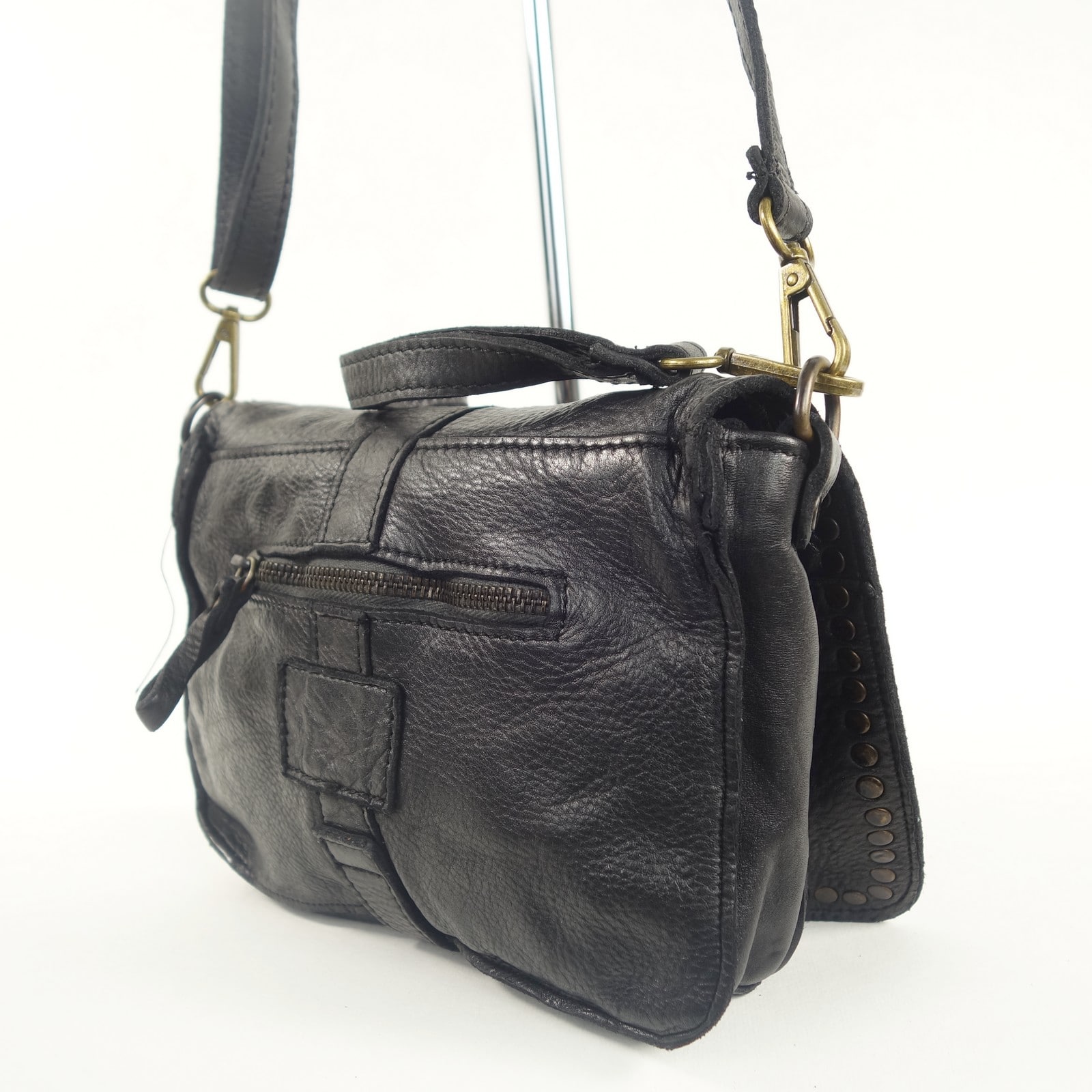 Collection Esprit Cuir Sac pochette GENA mini sac cuir noir bandoulière