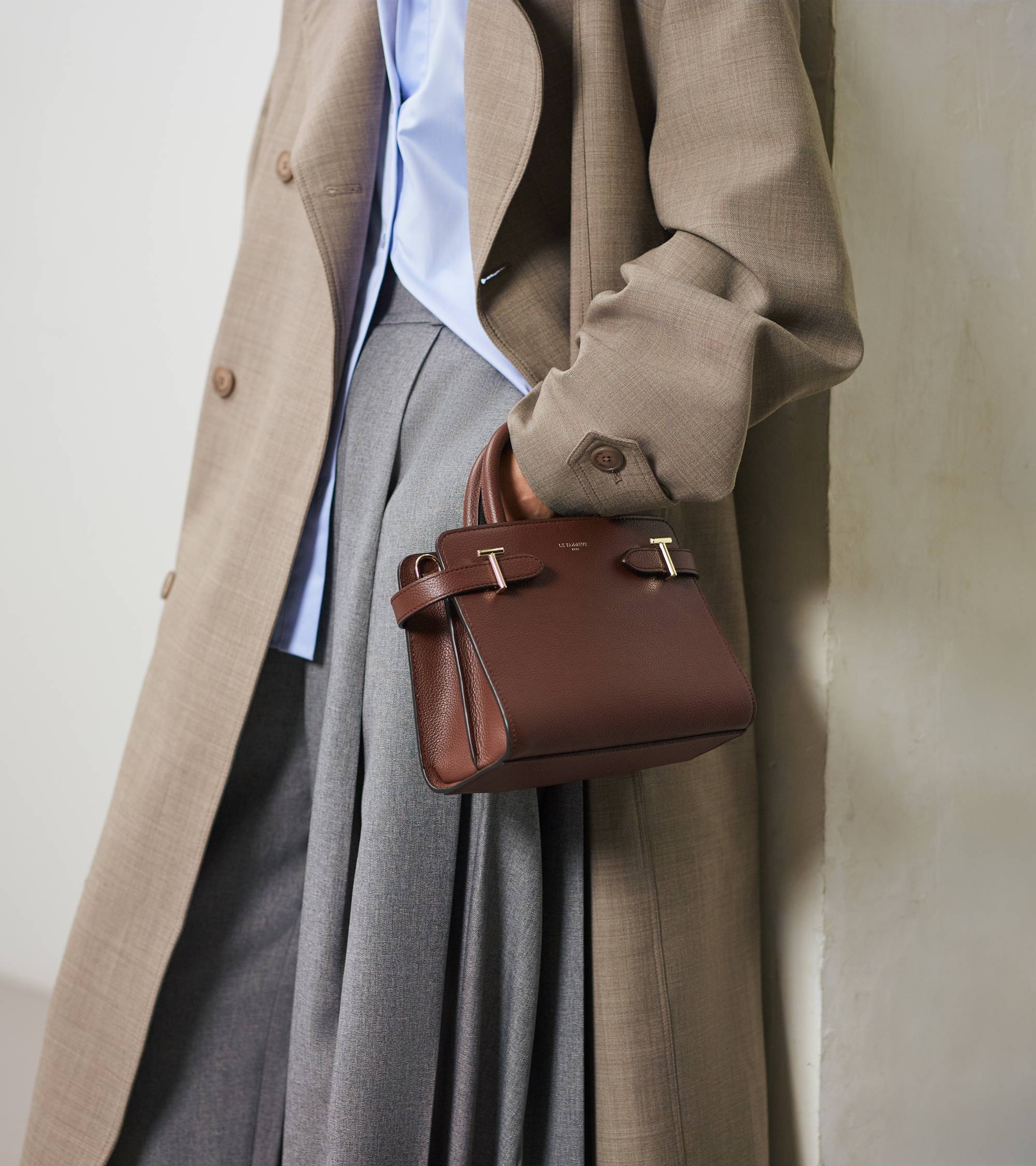 Le Tanneur Emilie petit sac à main cuir grainé 3 compartiments