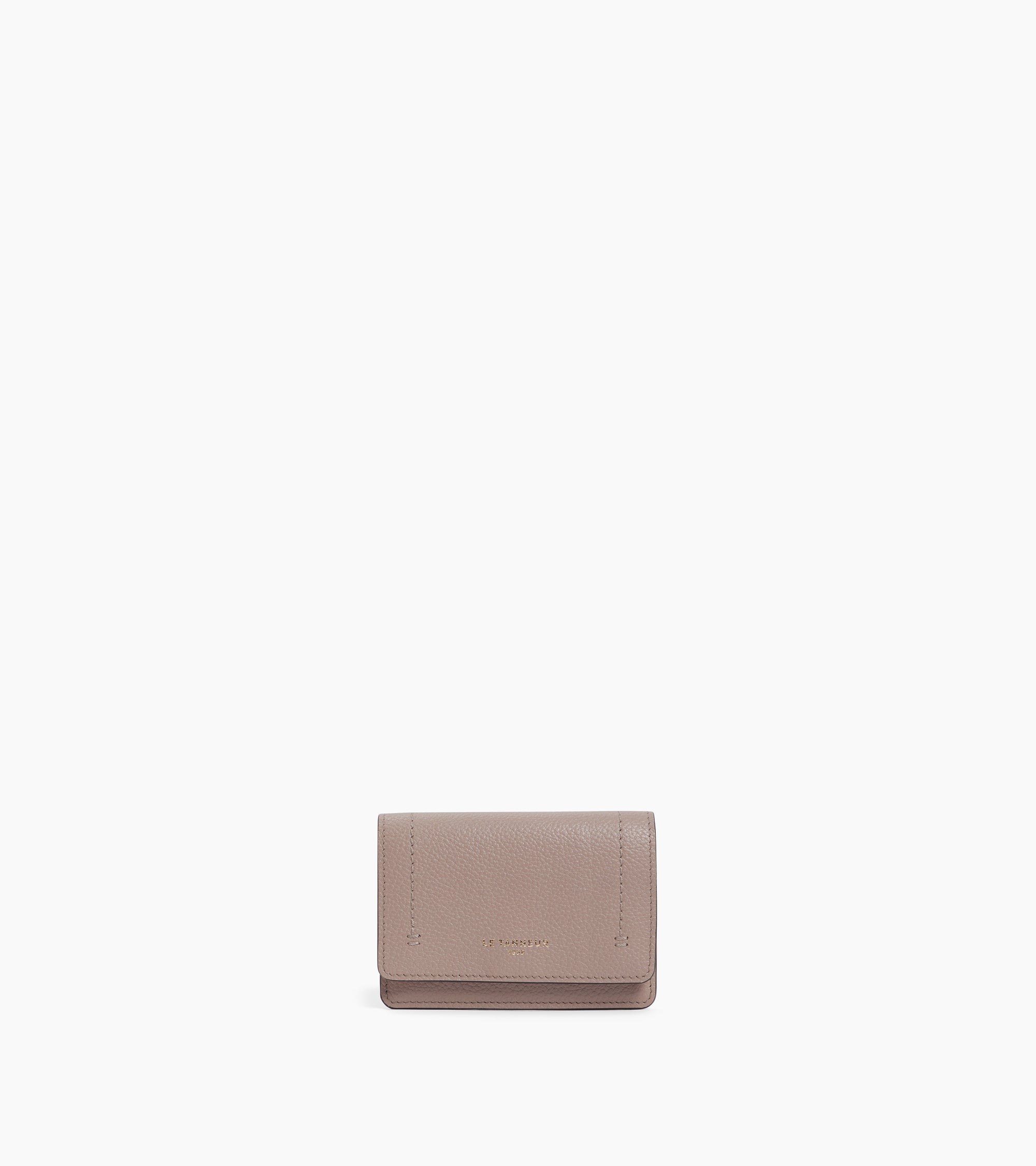 Le Tanneur Louison porte-cartes cuir grainé gris fossil