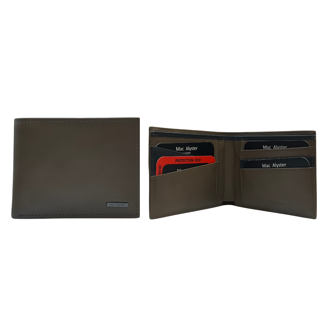 Mac Alyster Heritage portefeuille cuir noir RFID plat