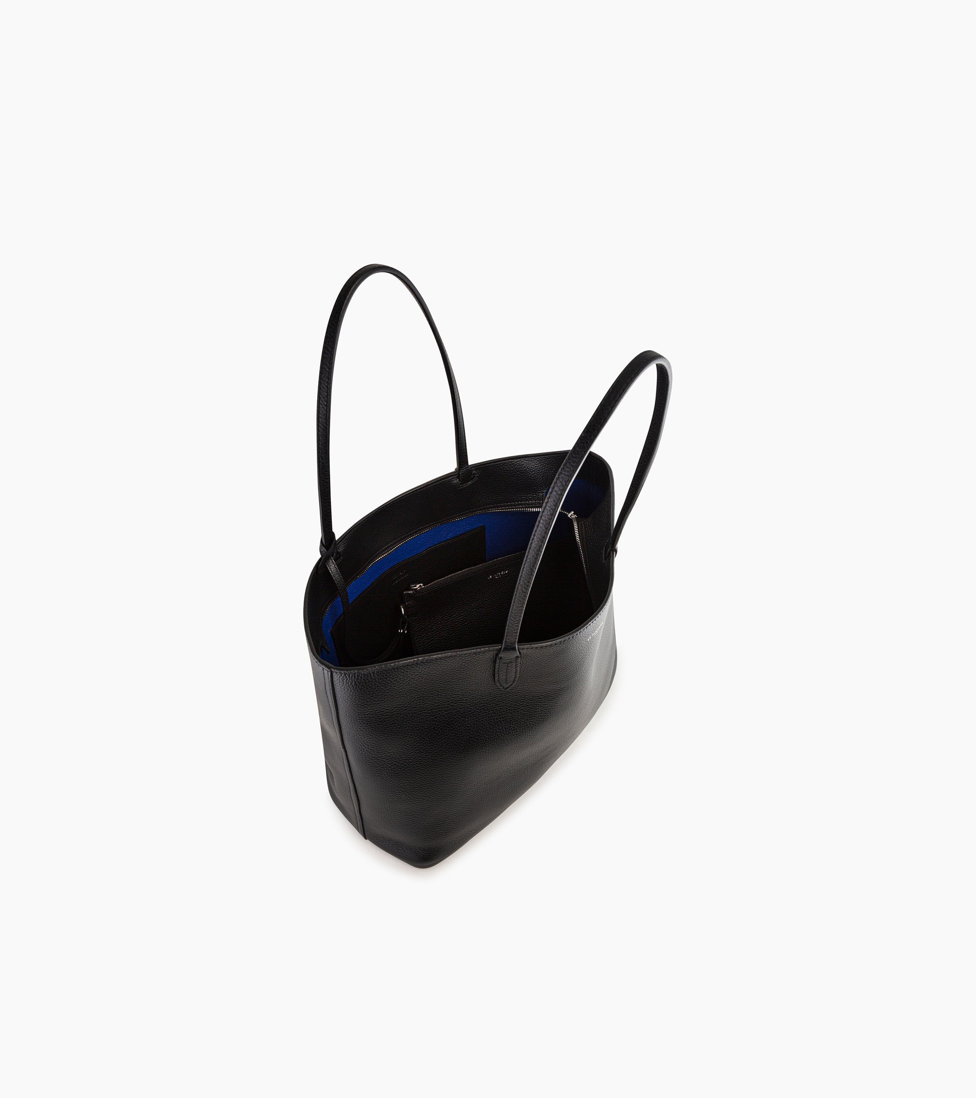 Le Tanneur Louise grand cabas cuir grainé Black Le Bleu 16"