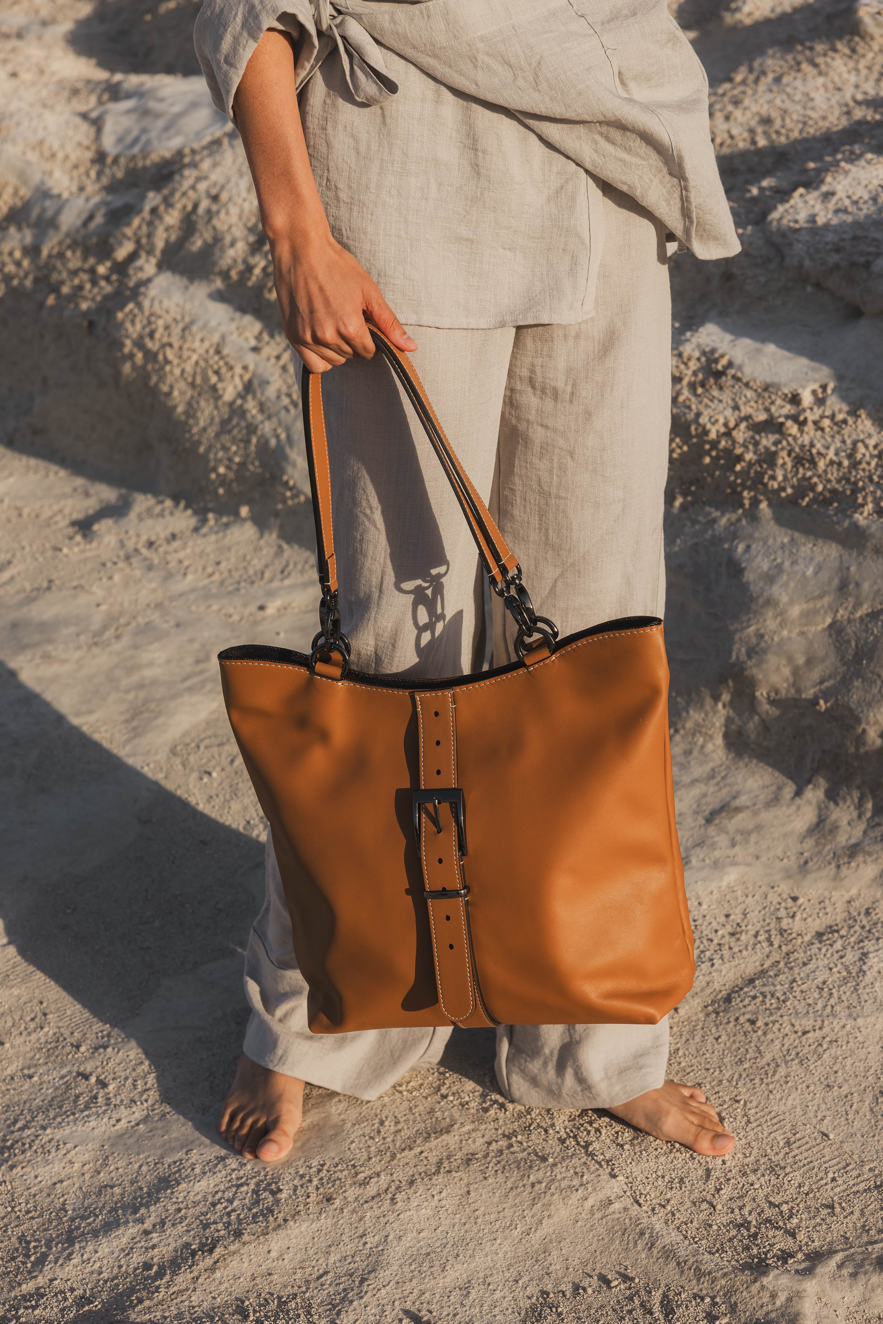 Nodie's Billy camel lisse sac cabas cuir femme