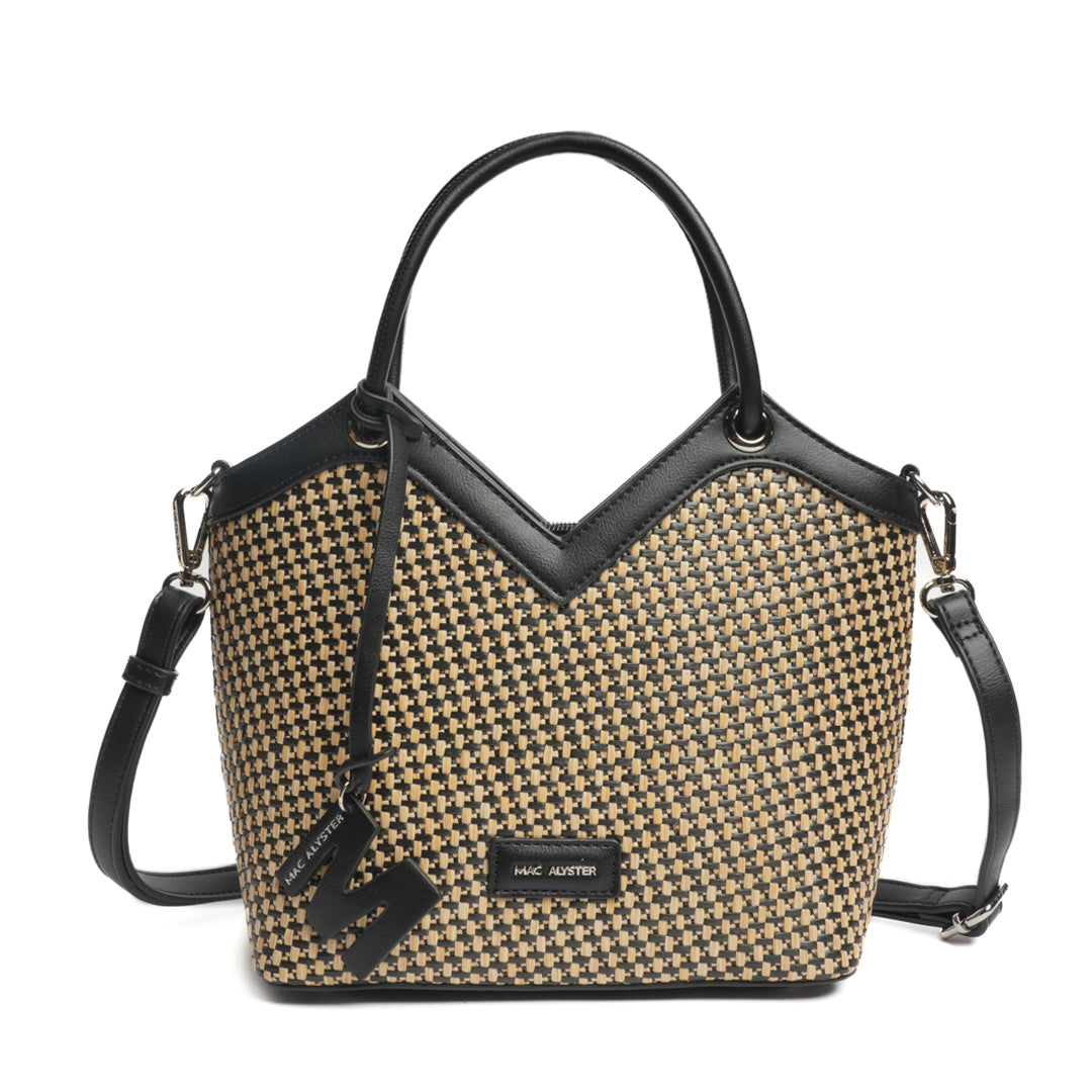 MAC ALYSTER Saint-Raphaël sac seau taupe effet raphia