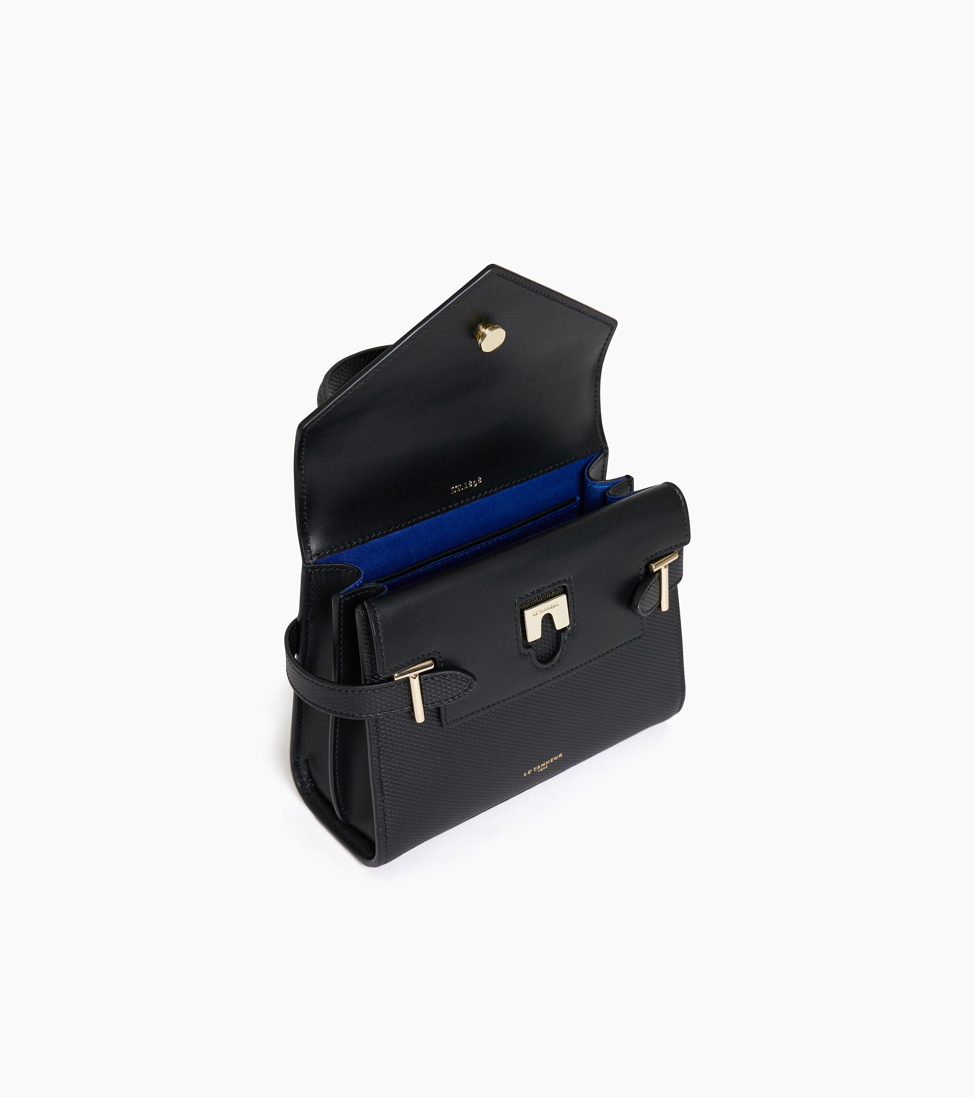 Le Tanneur Emilie petit sac à main cuir noir double rabat