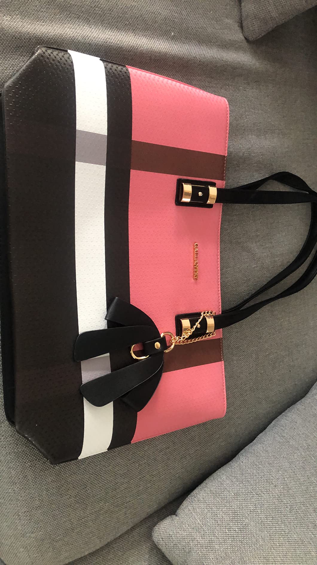 Gallantry Sacs Cabas Tote Bag XL Similicuir Rose Rayures A4