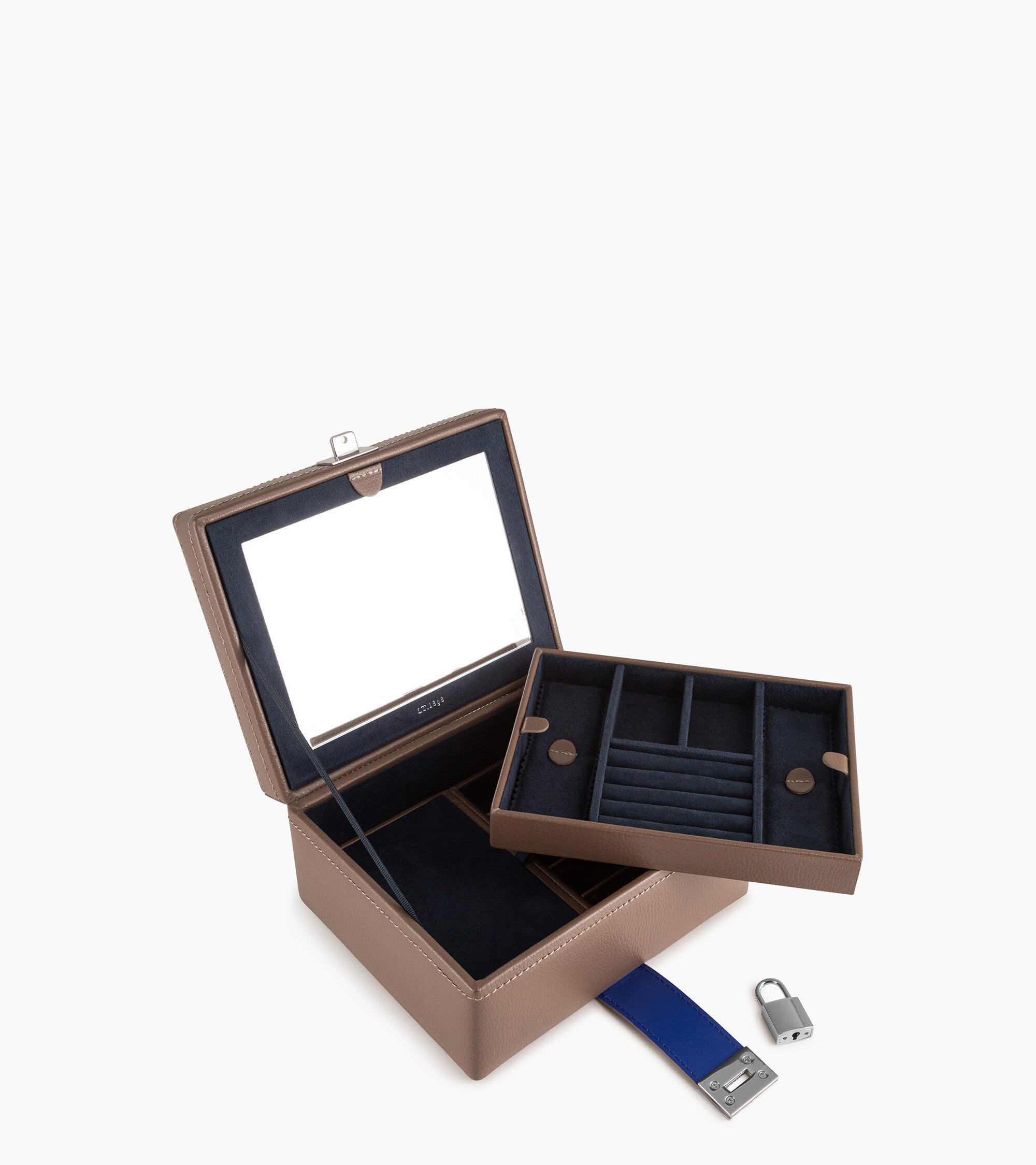Le Tanneur boîte à bijoux cuir recyclé taupe
