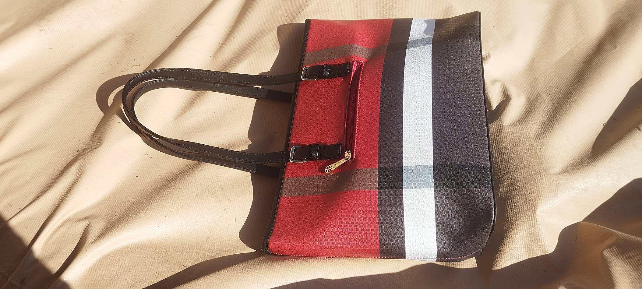 Gallantry Sac Cabas Tote Bag Rouge Noir A4 XL Simili Cuir