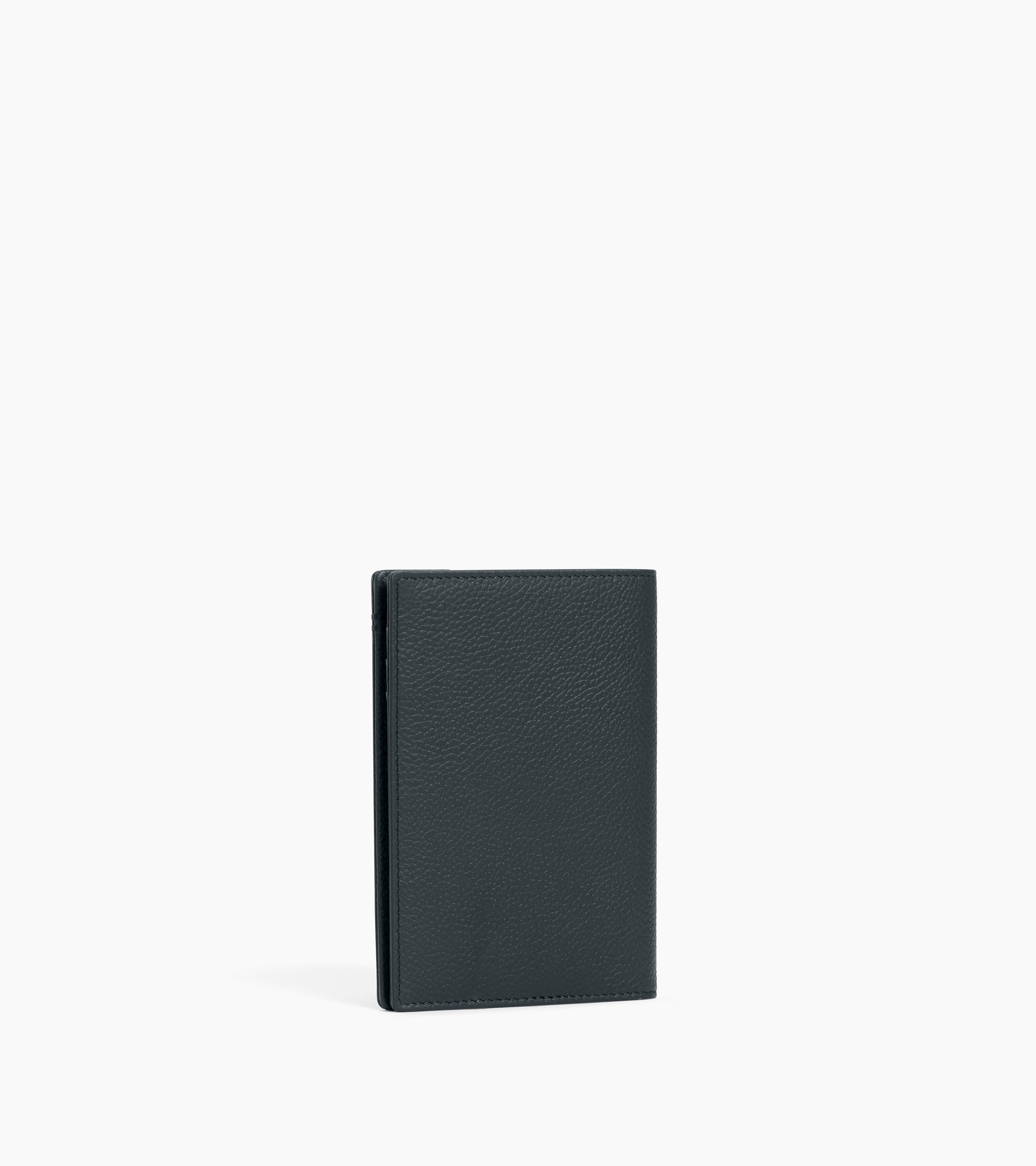 Le Tanneur porte-passeport cuir grainé Twilight Blue coton