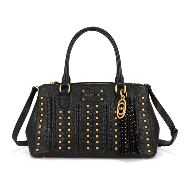 La Carrie Eclipse sac à main cuir noir 34x11x20 cm clous