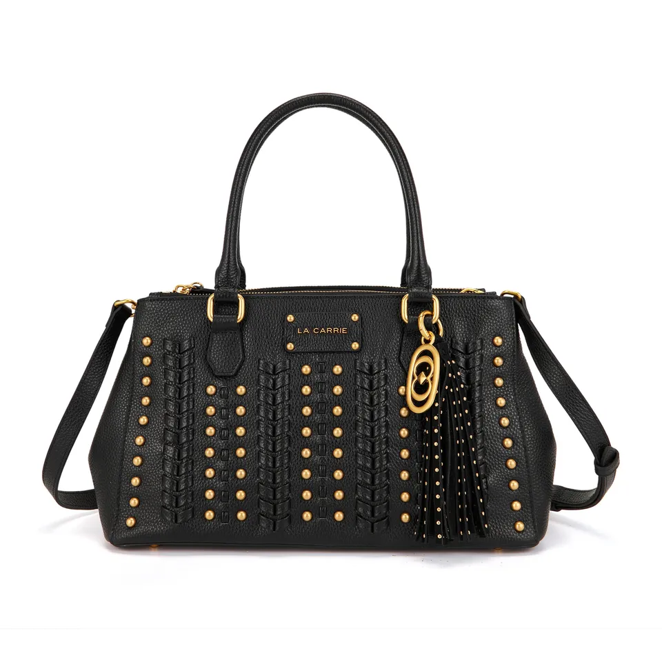 La Carrie Eclipse sac à main cuir noir 34x11x20 cm clous