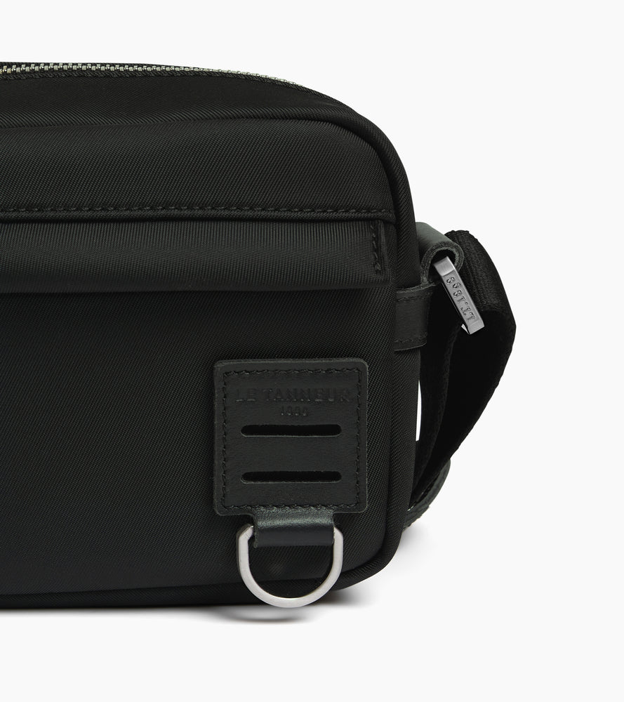 Le Tanneur Basile sac bandoulière toile nylon cuir noir