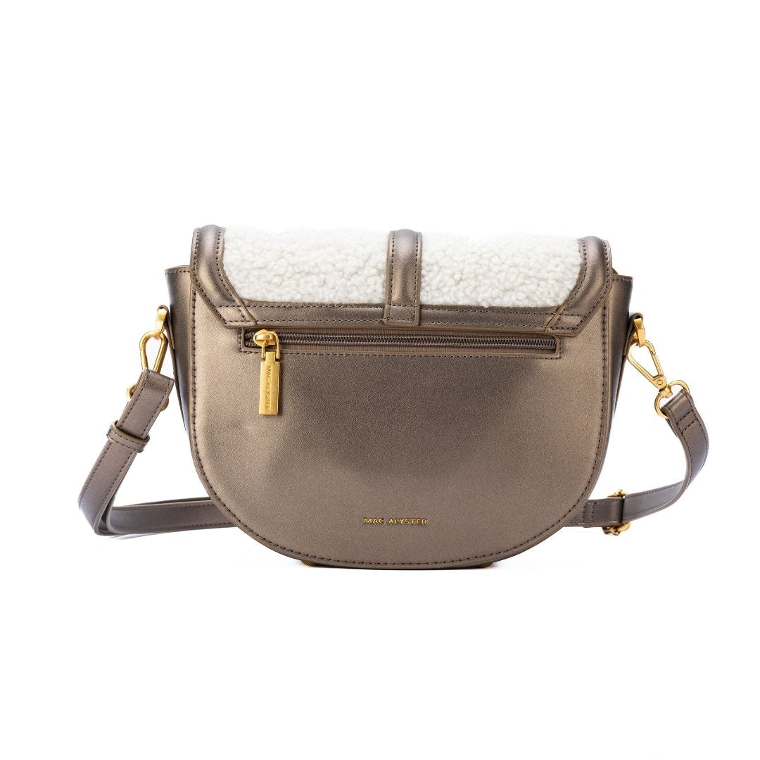 MAC ALYSTER FRISSON Sac à rabat Mordoré 28 cm fourrure