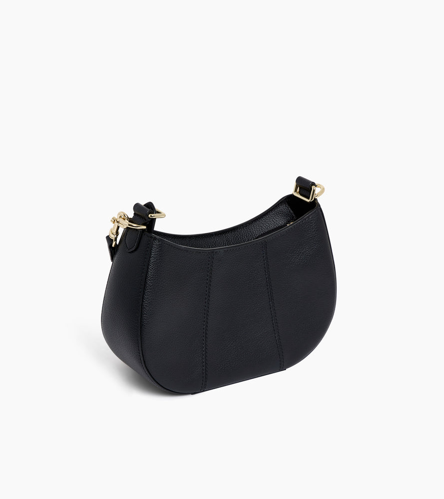 Le Tanneur Juliette petit sac demi-lune sac noir cuir grainé