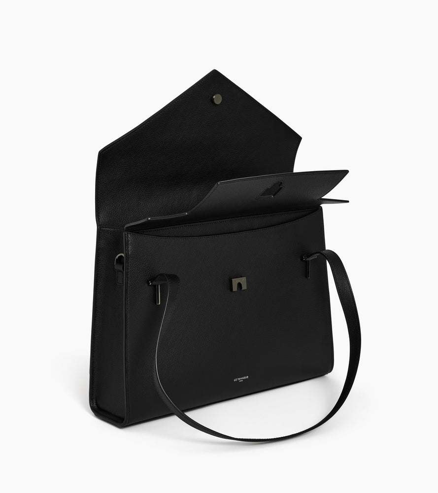 Le Tanneur Emilie porte-documents cuir grainé noir 13 pouces