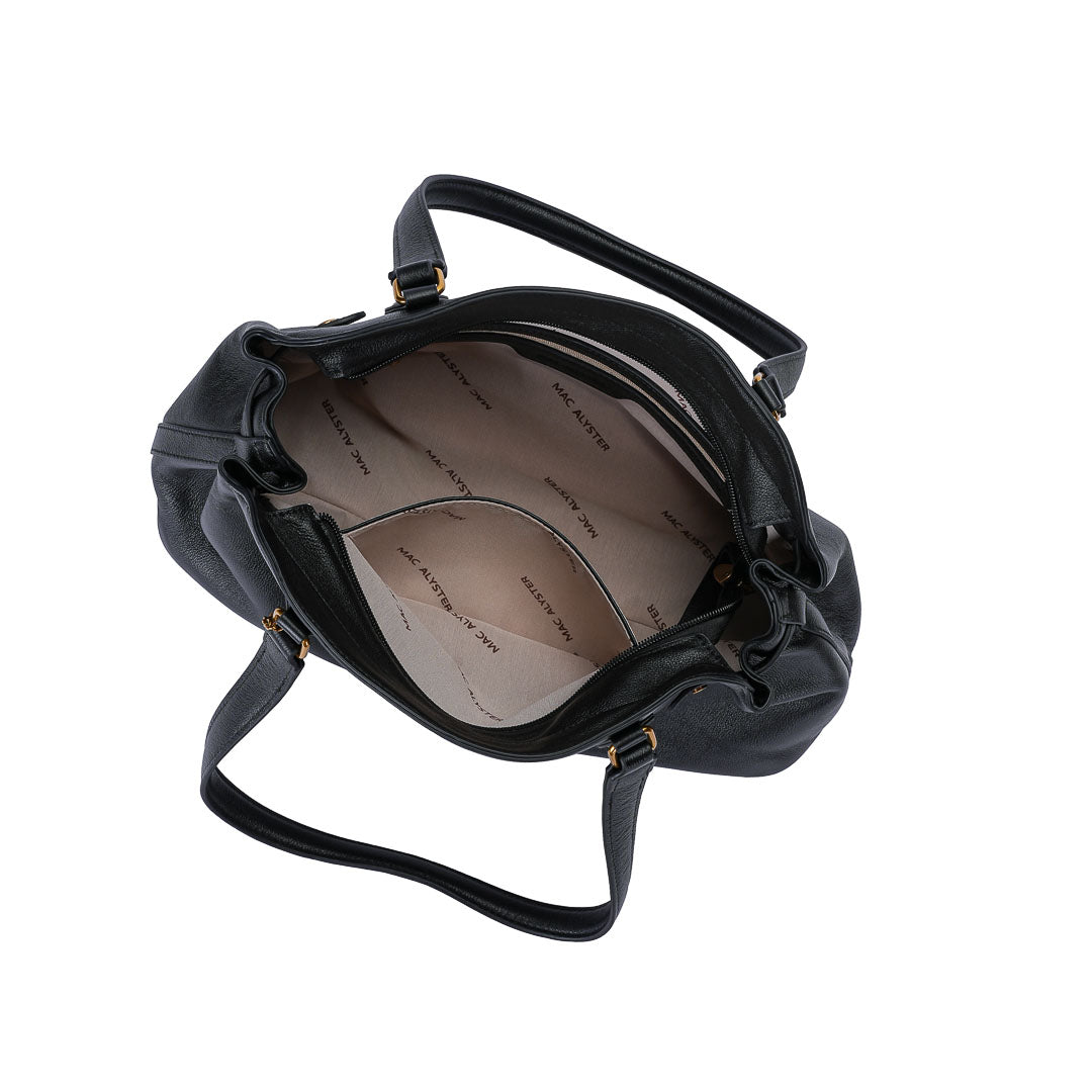 MAC ALYSTER Valeria sac shopping cuir Daim Cognac 39 cm