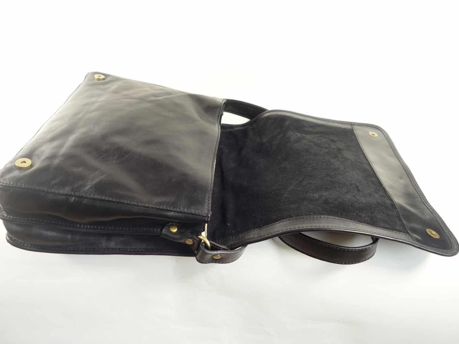 Collection Esprit Cuir Firenze sac bandoulière cuir noir A4 15 pouces