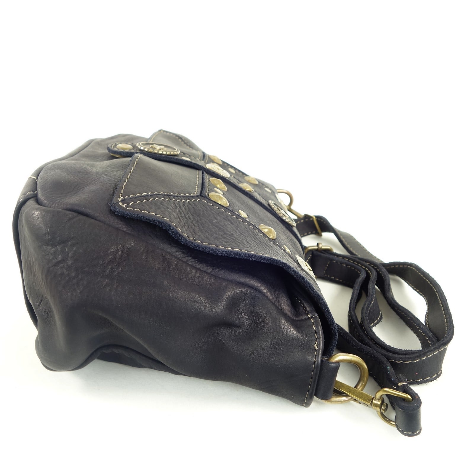 Collection Esprit Cuir Sac Besace ARIA sac besace cuir noir clouté