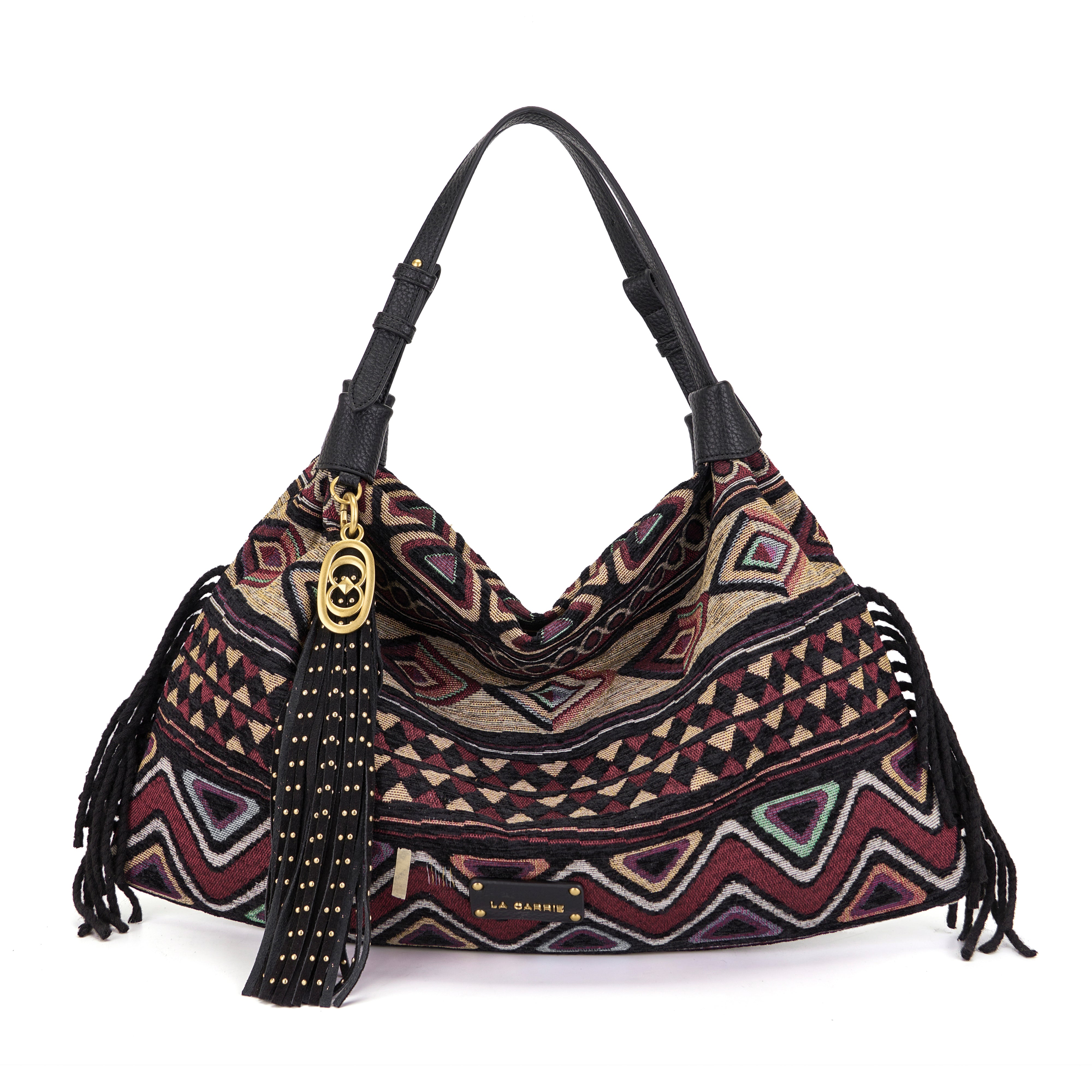 La Carrie Kerala sac shopping toile noire motifs