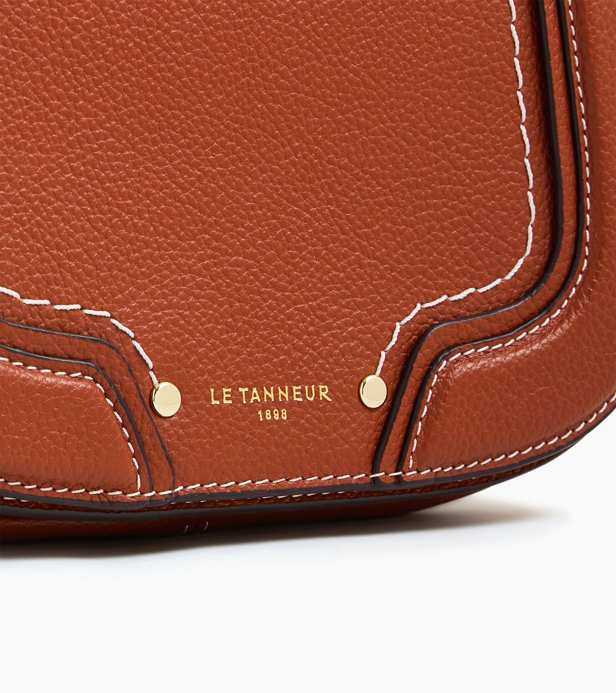 Le Tanneur Ella sac bandoulière cuir grainé Mahogany Brown