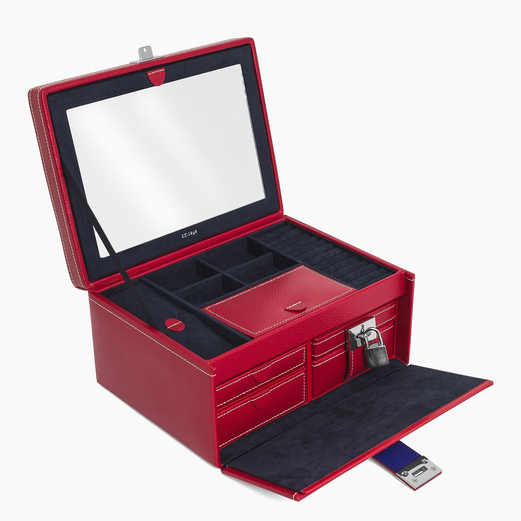 Le Tanneur Luggage boîte à bijoux cuir miroir voyage femme