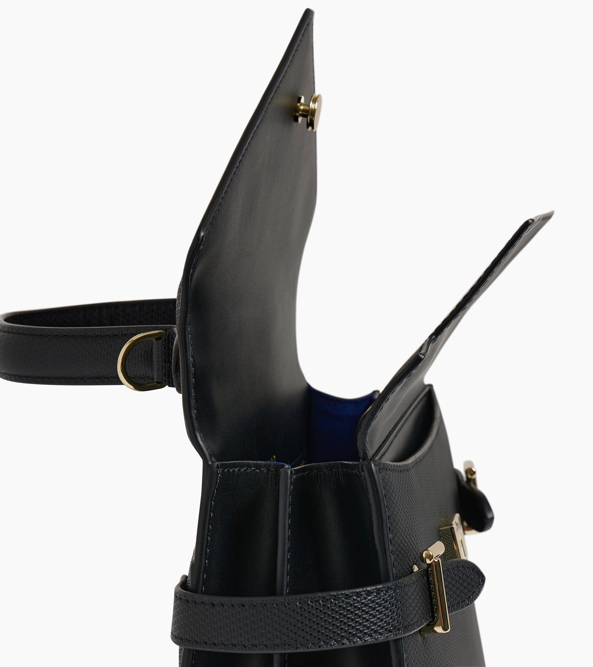 Le Tanneur Emilie double rabat sac à main moyen noir cuir signature