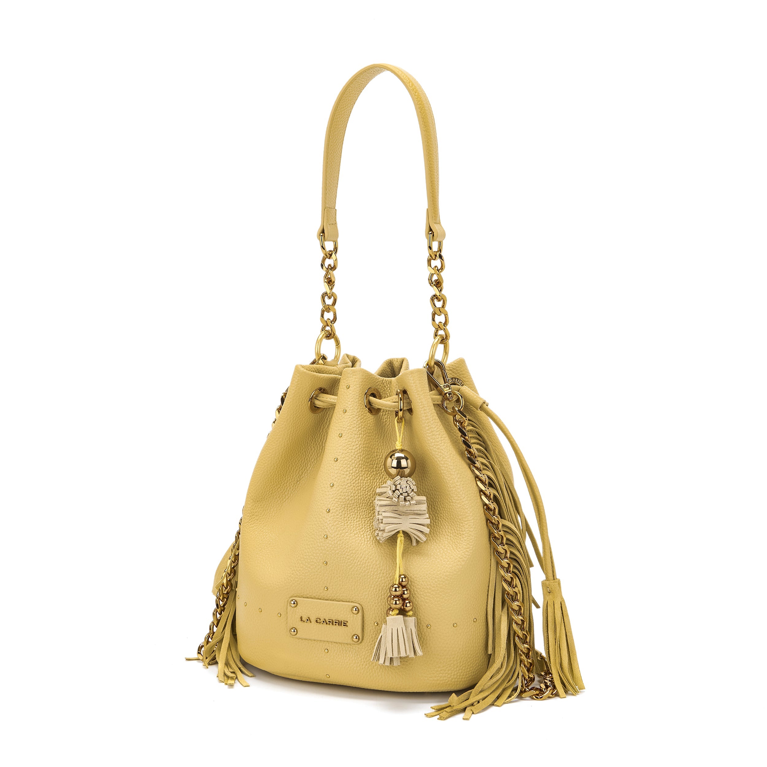 La Carrie Basic sac seau cuir ocre 24 cm clouté