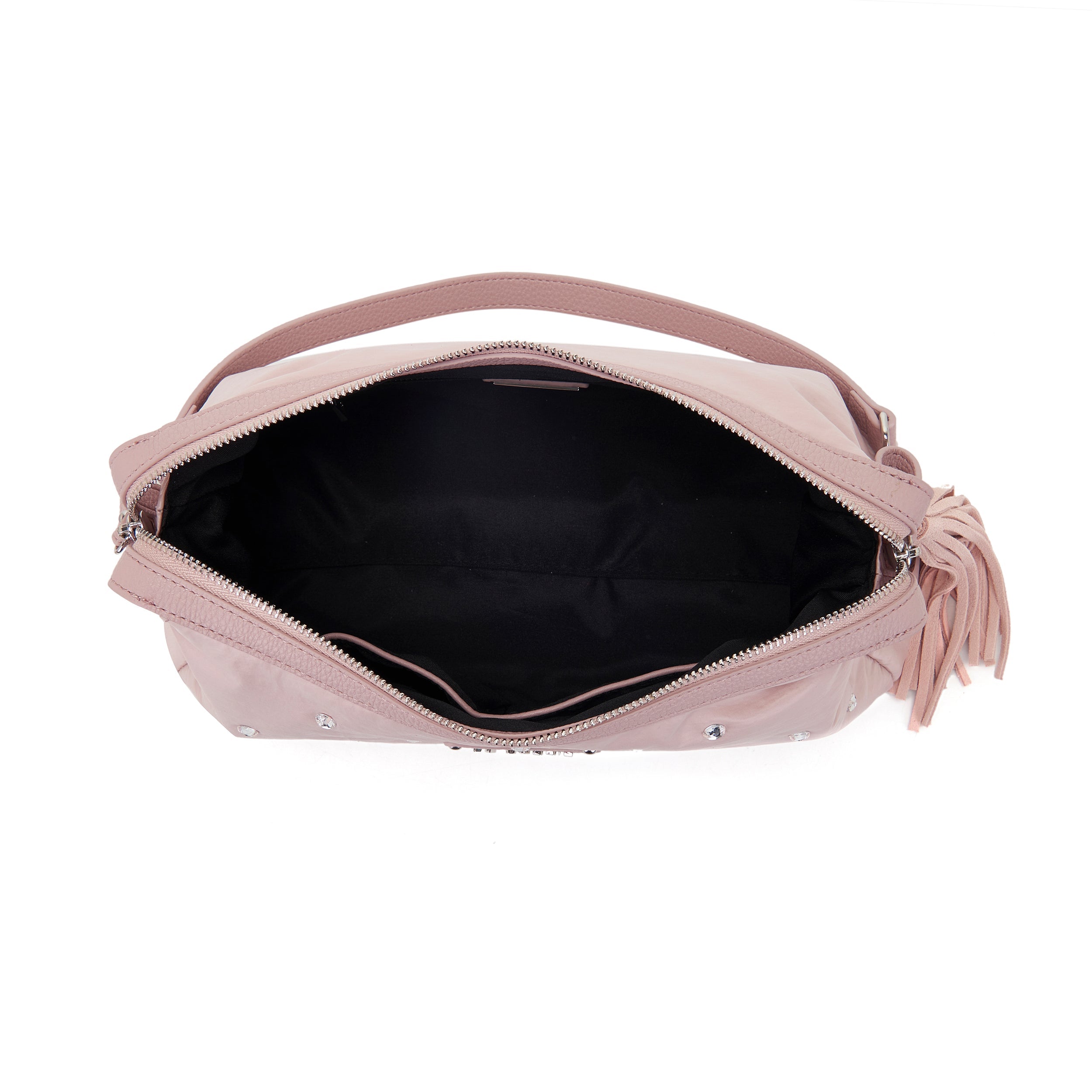 La Carrie Wrinkled sac bandoulière nylon rose strass