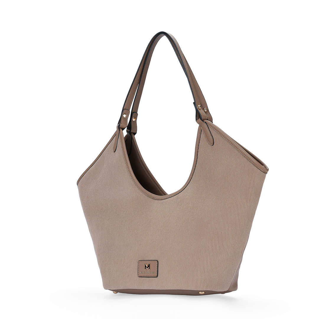 Mac Alyster Glysia sac cabas Taupe hobo strié 46 cm