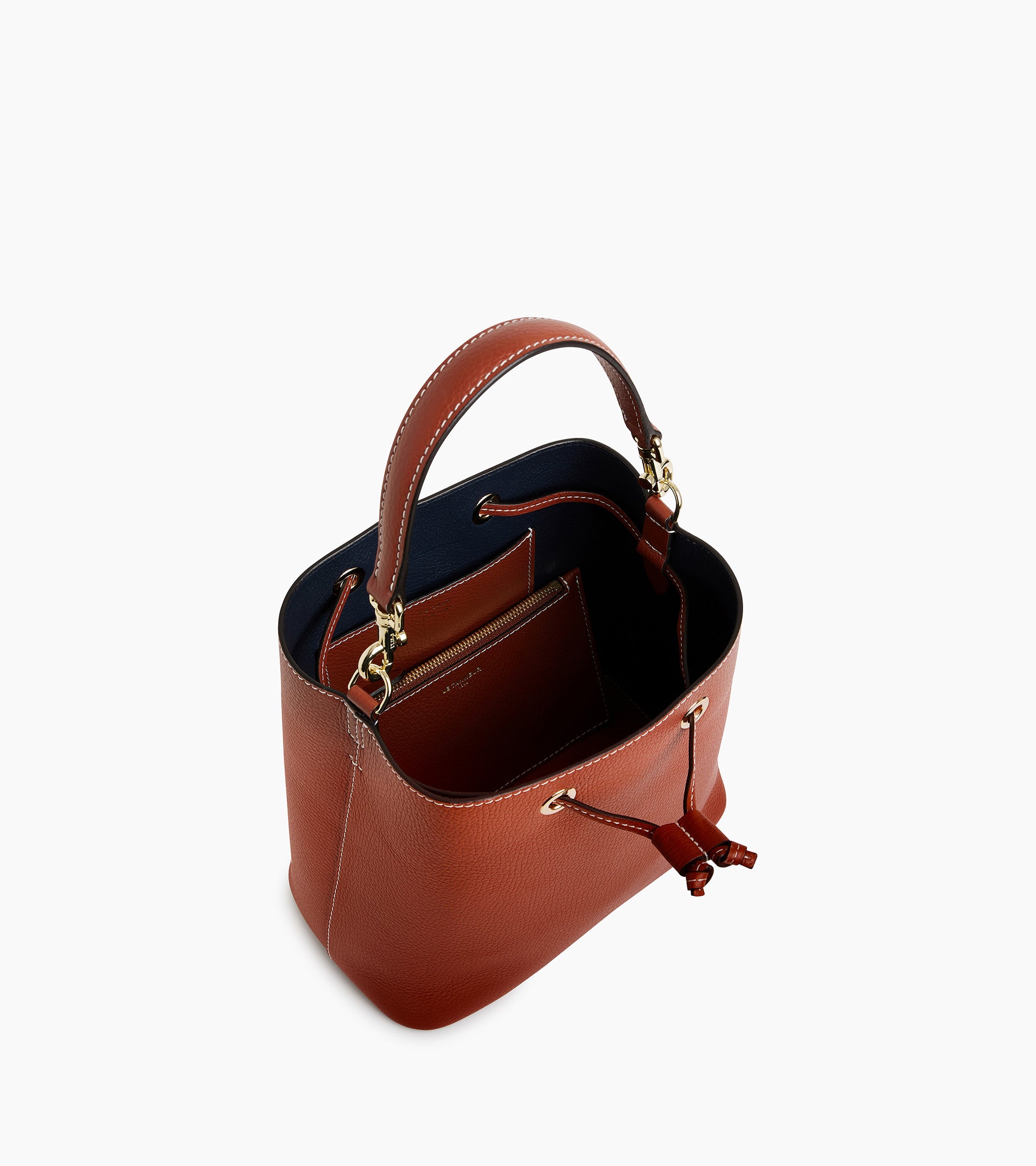 Le Tanneur Louise Sac Seau Cuir Grainé Mahogany Brown