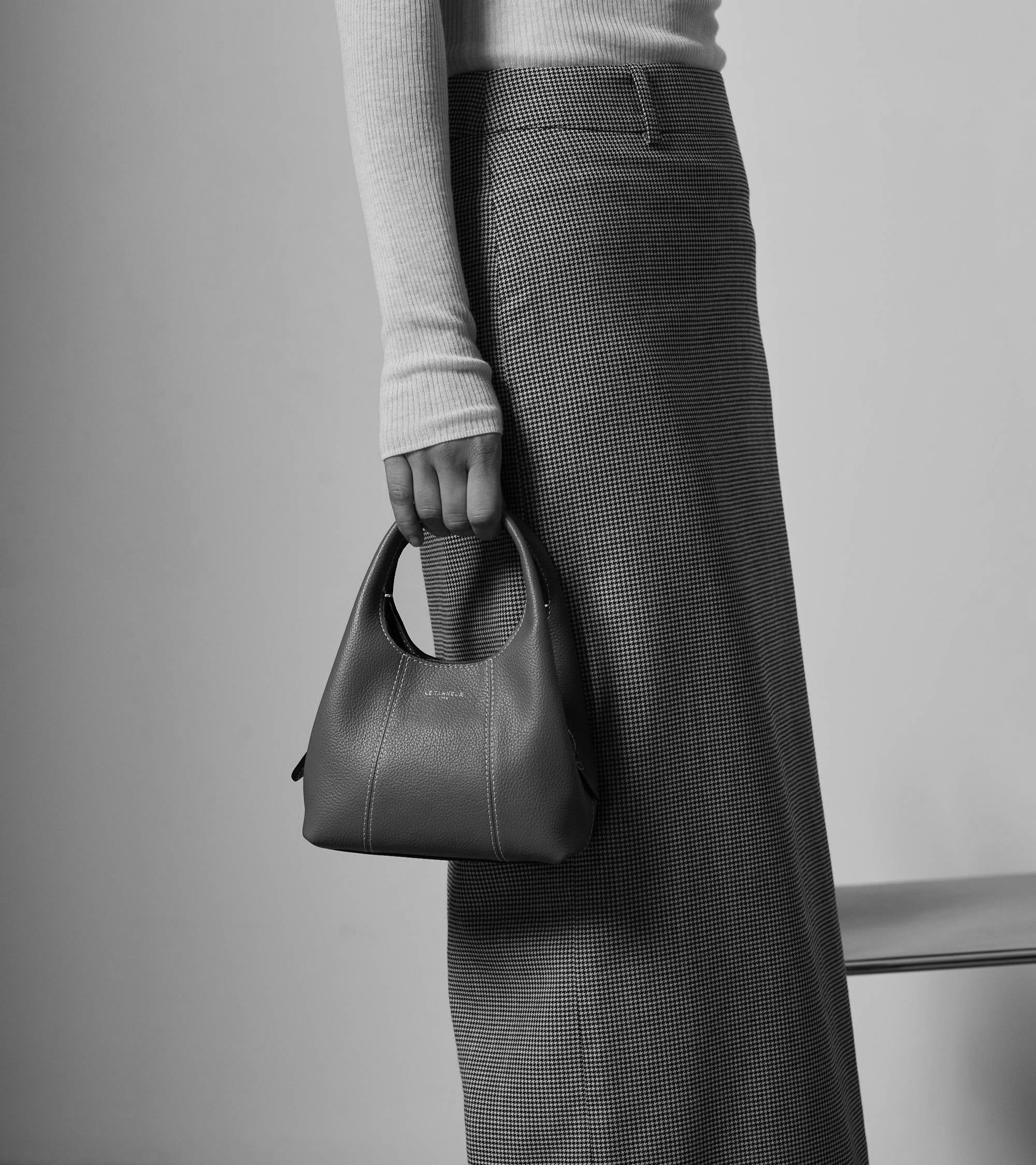 Le Tanneur Juliette mini sac à main cuir grainé blanc