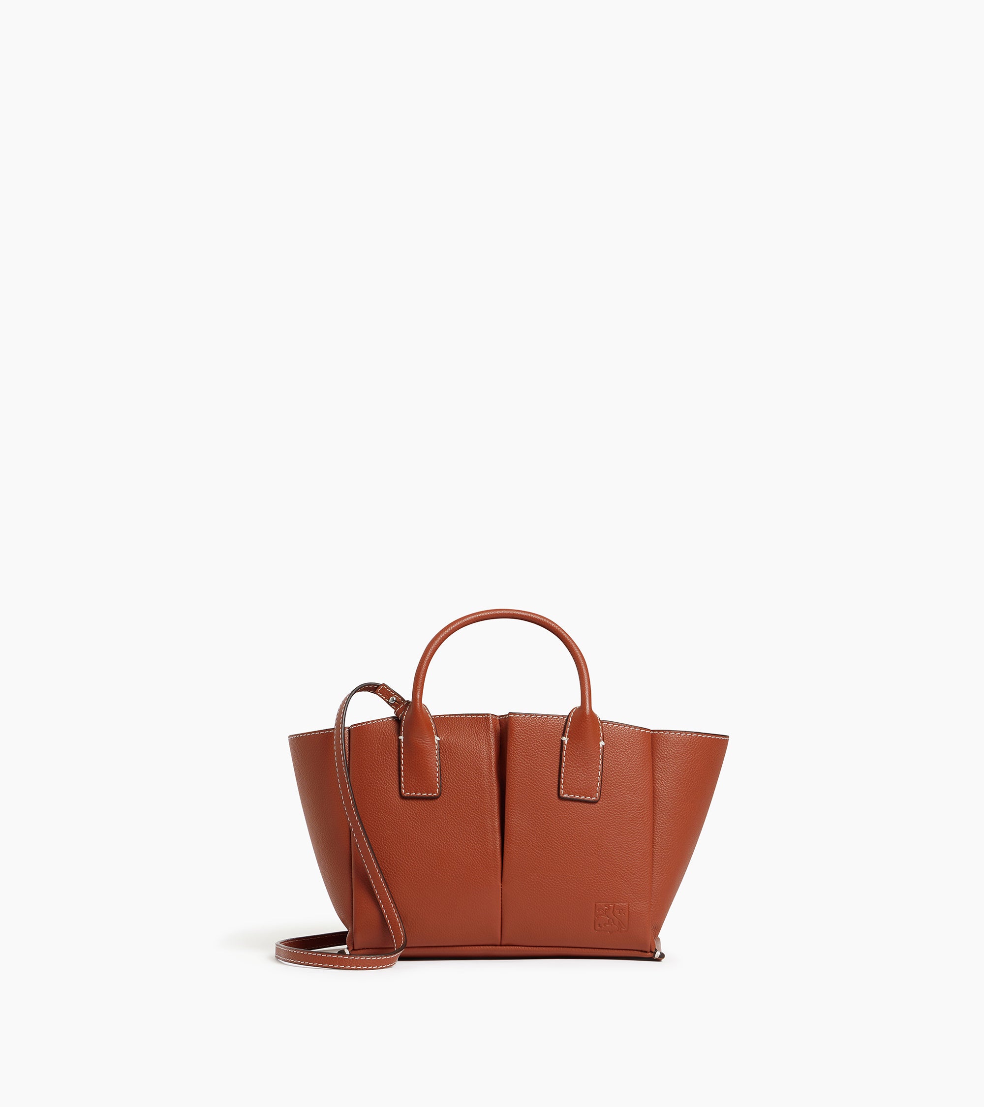 Le Tanneur Elena petit sac main cuir grainé Acajou